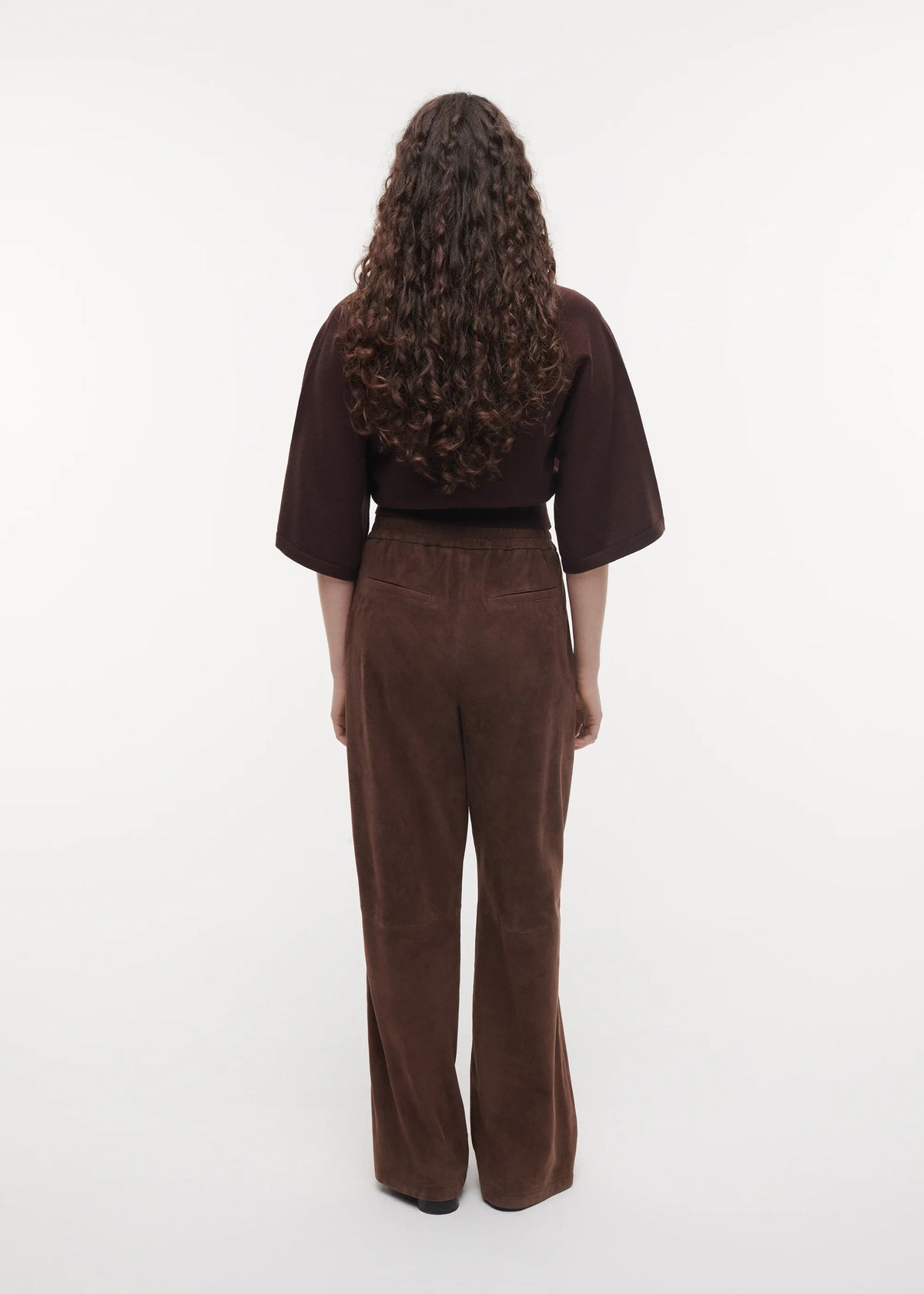 Studio AR Davina Leather Straight Trousers 006L266007 01 - Bruin
