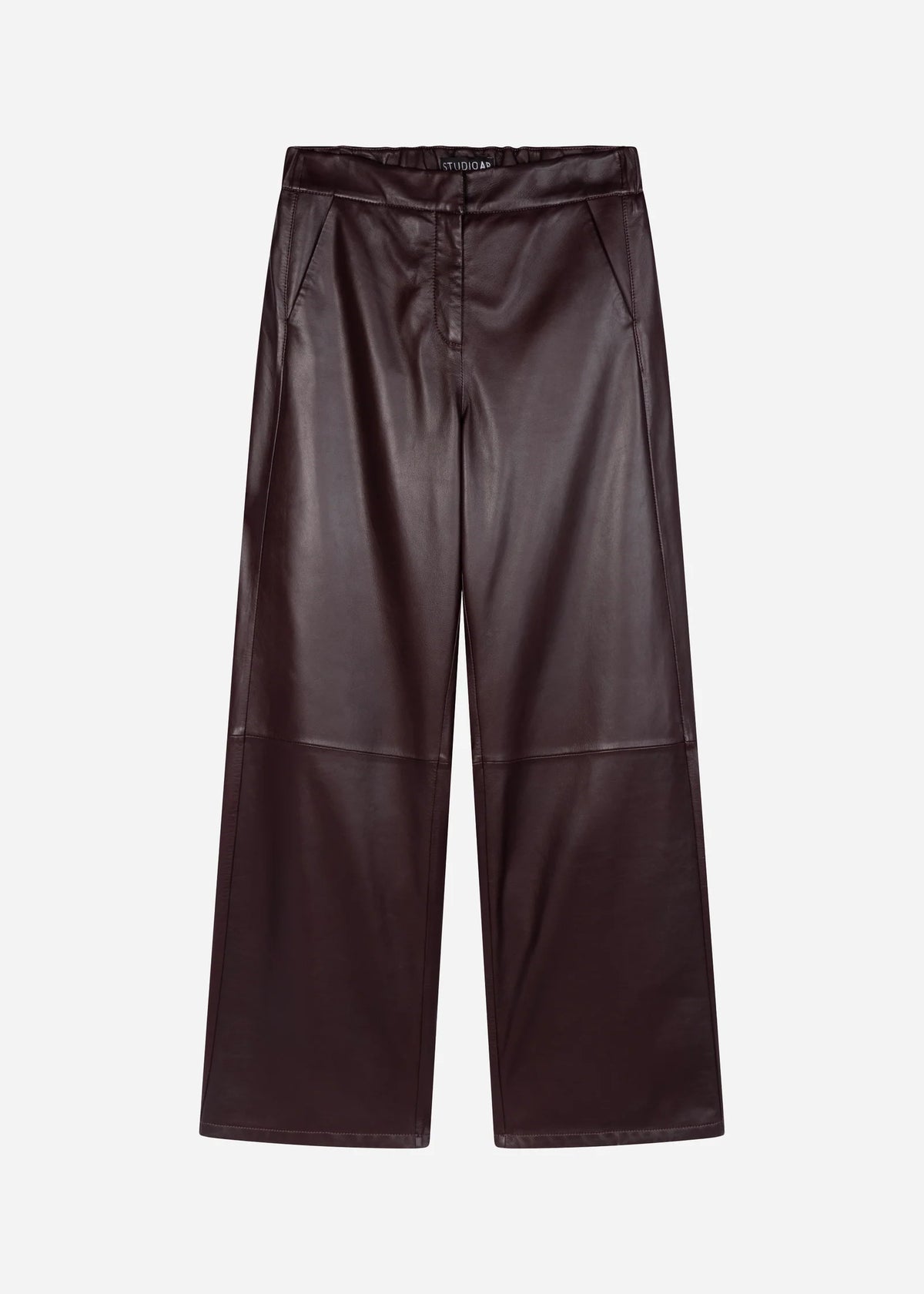 Studio AR Davina Leather Straight Trousers 006L266007 01 - Bordeaux