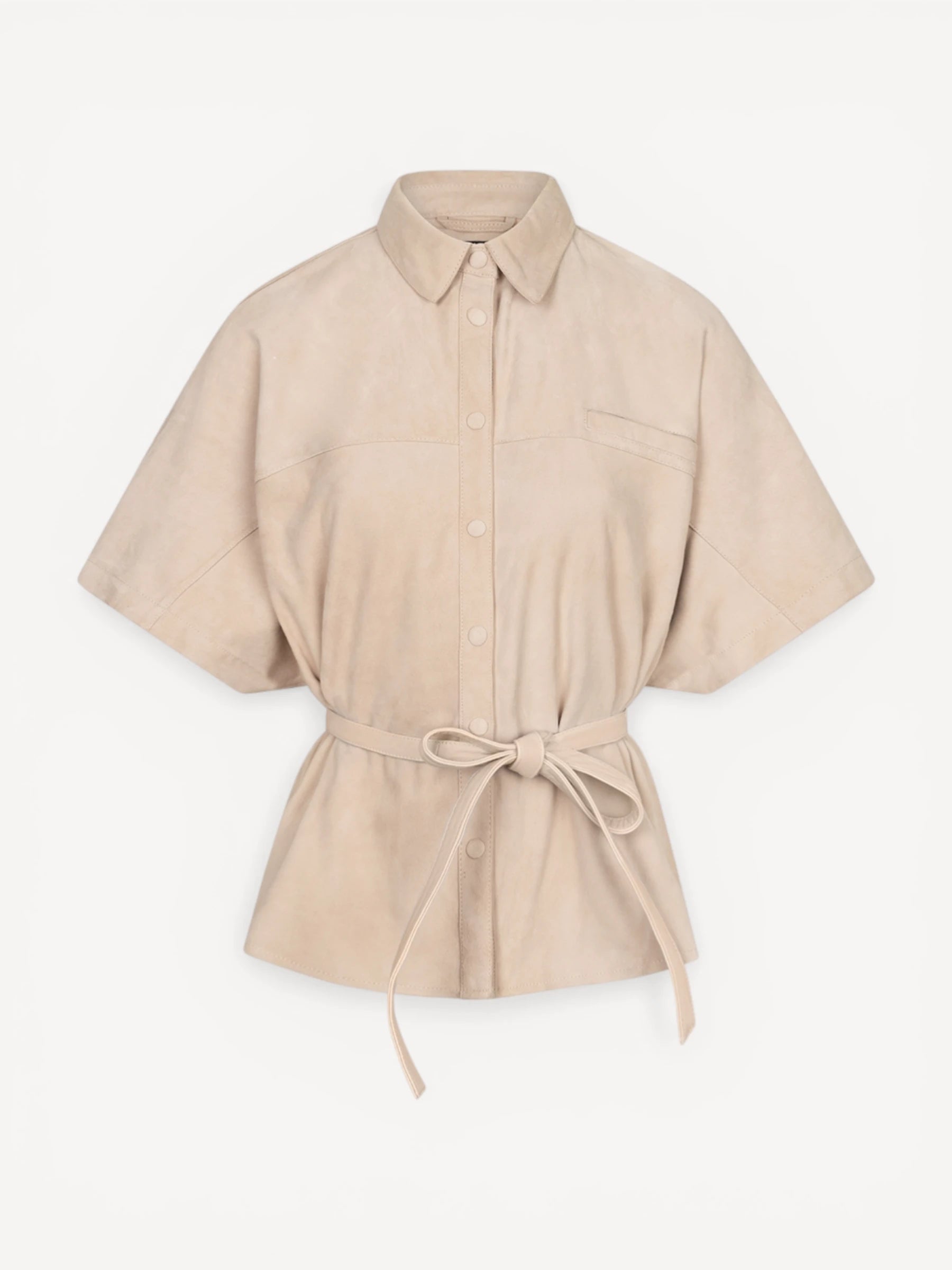 Blaire Suede Blouse - Ostra Beige