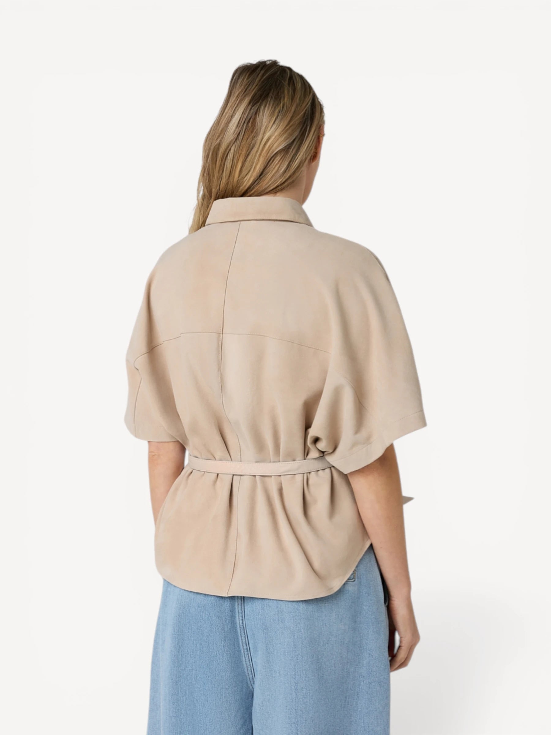 Blaire Suede Blouse - Ostra Beige