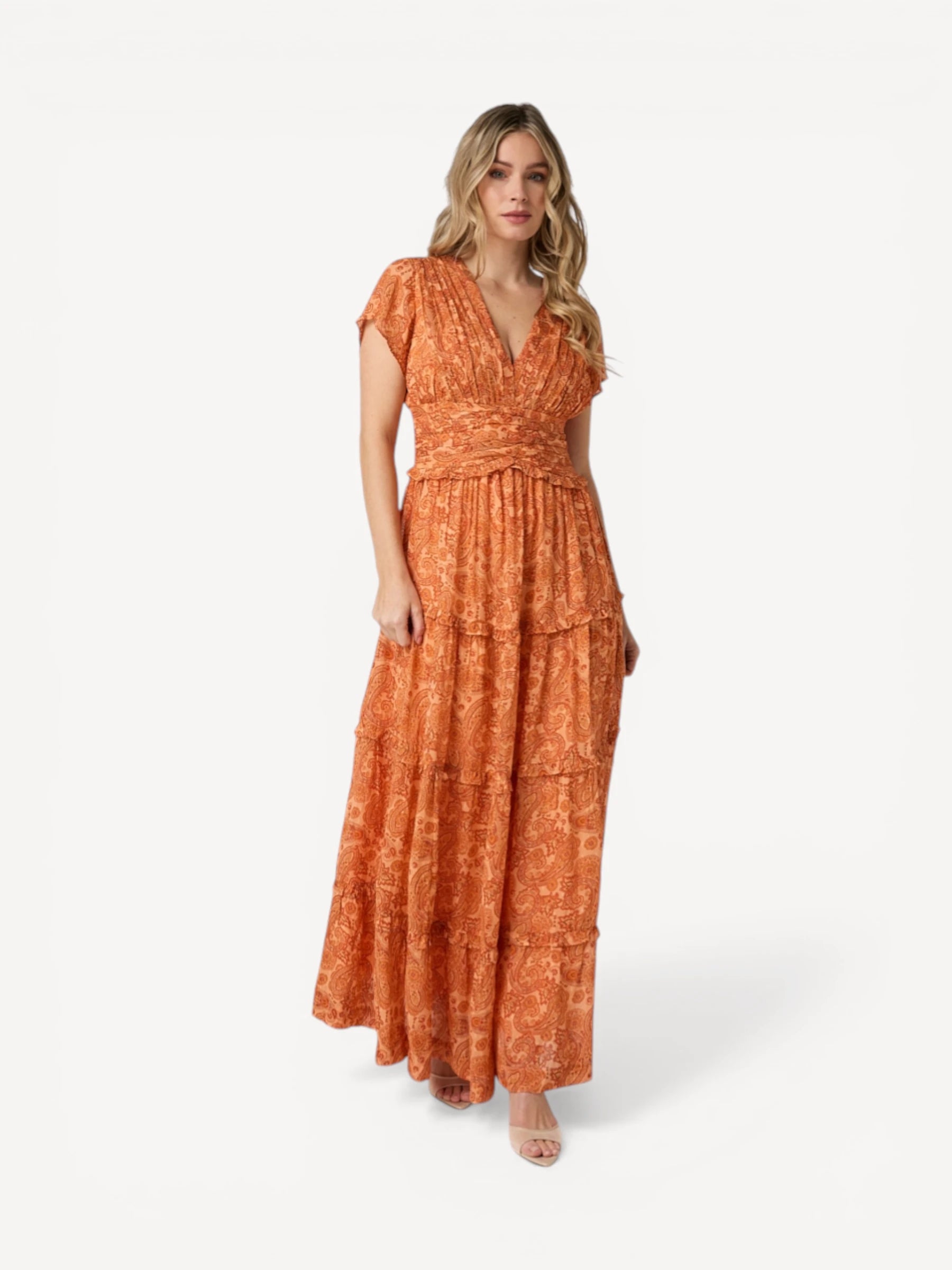 Daryn Paisley Maxi Dress - Naranja
