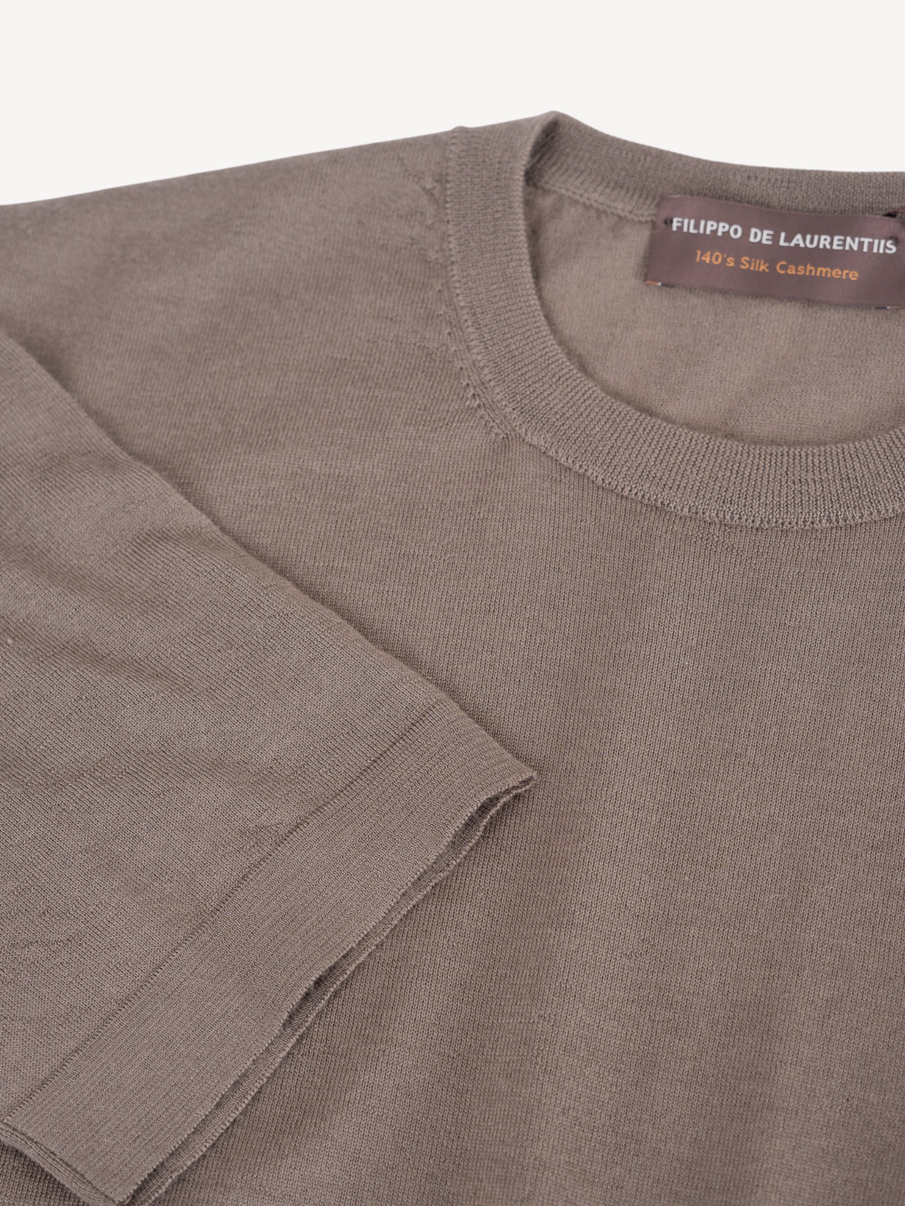 140's Silk Cashmere T-Shirt - Cacao
