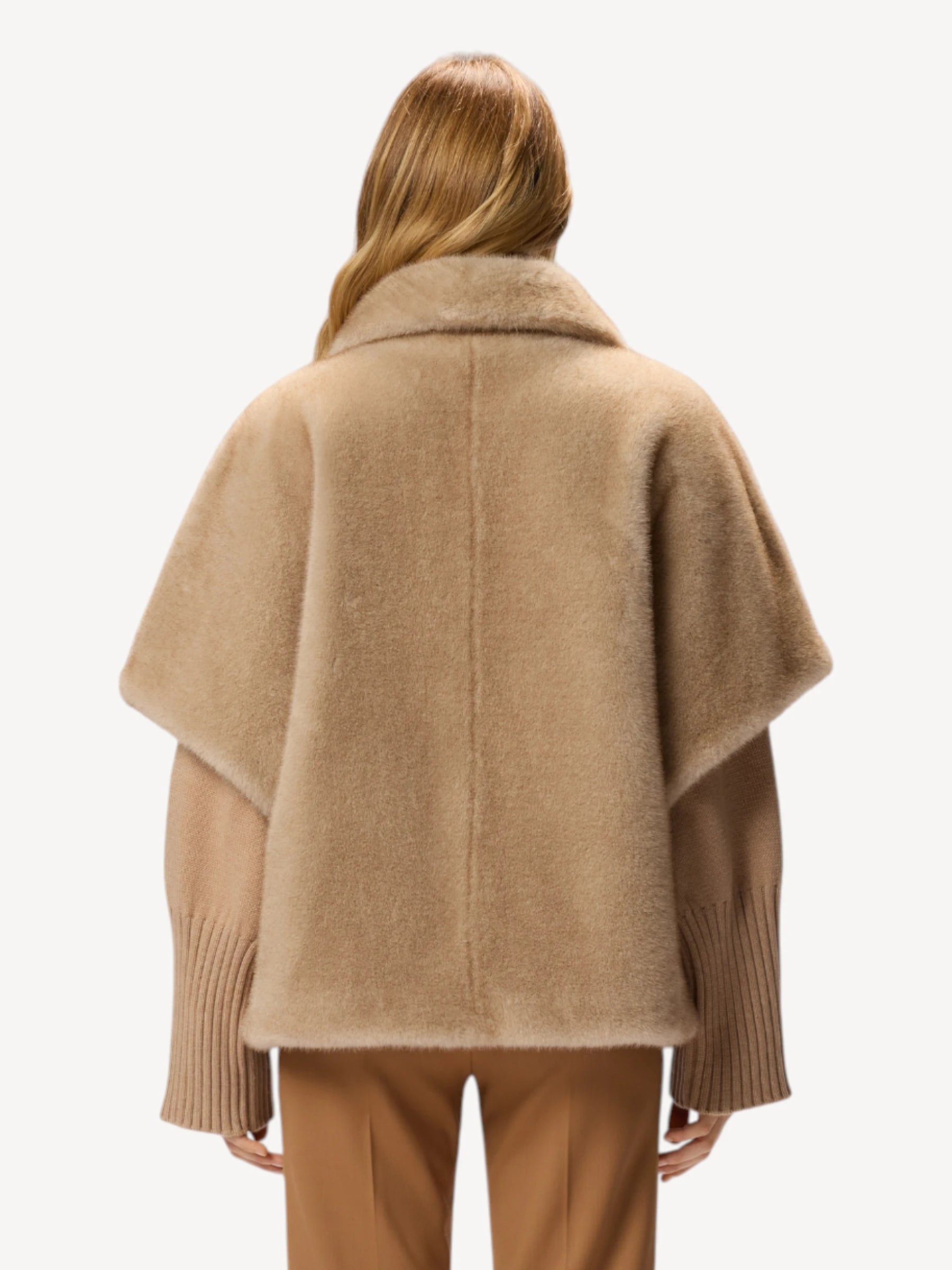 Faux Fur Cape - Beige