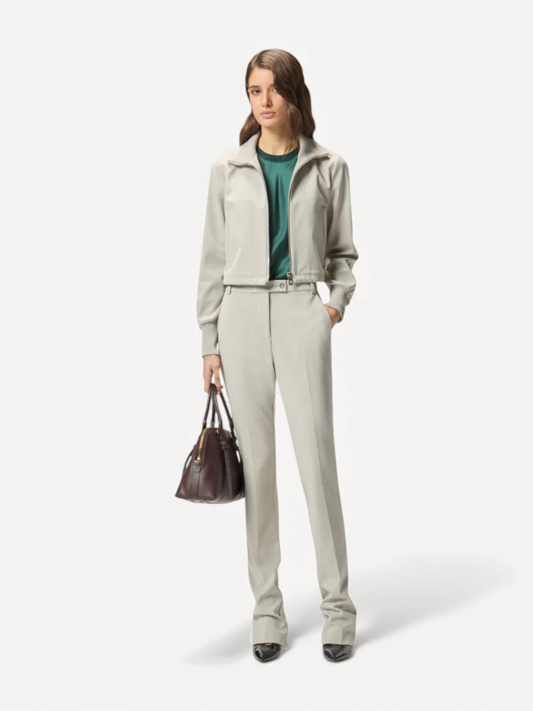 Long Trousers With Rear Zip - Lichtgrijs