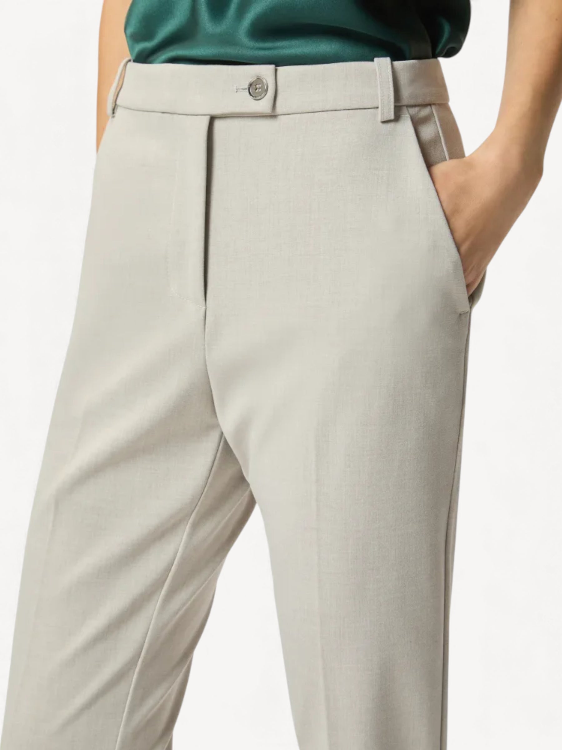 Long Trousers With Rear Zip - Lichtgrijs