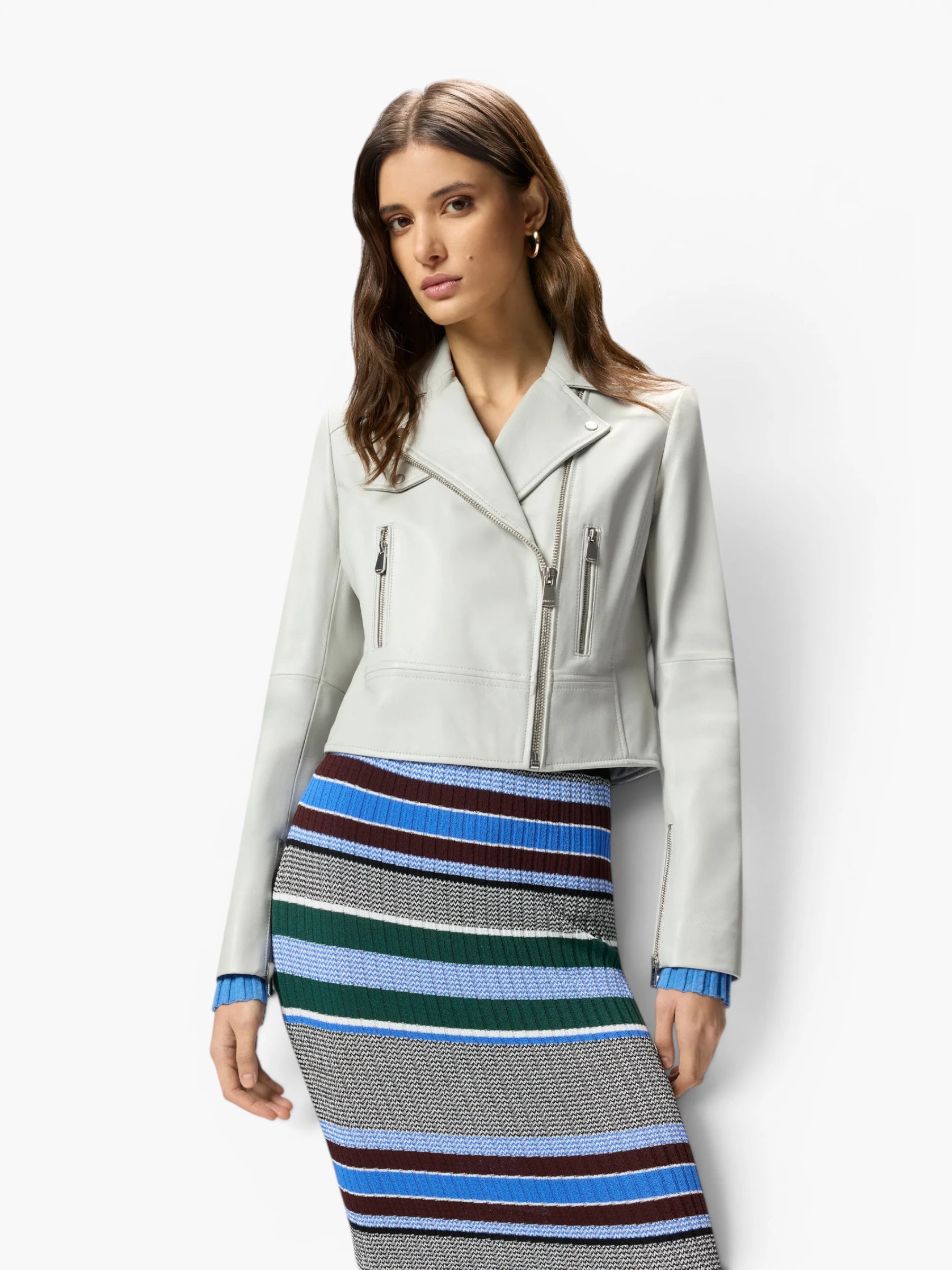 Biker-Style Jacket - Lichtgrijs