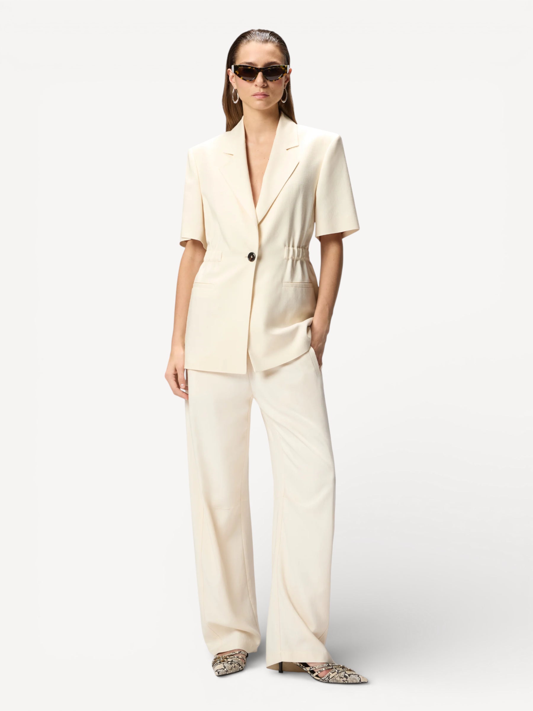 Trouser with Belt - Swan White