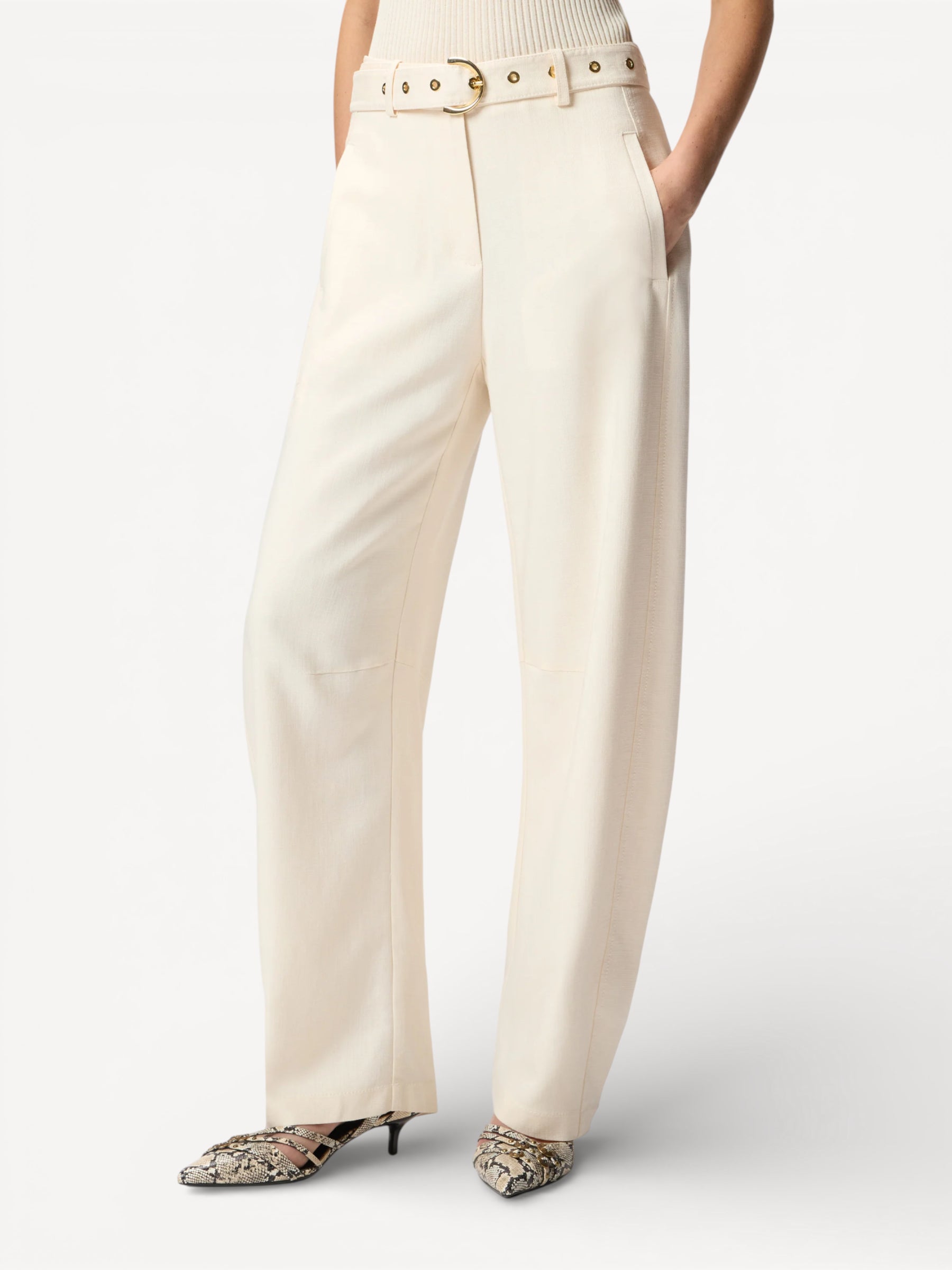 Trouser with Belt - Swan White