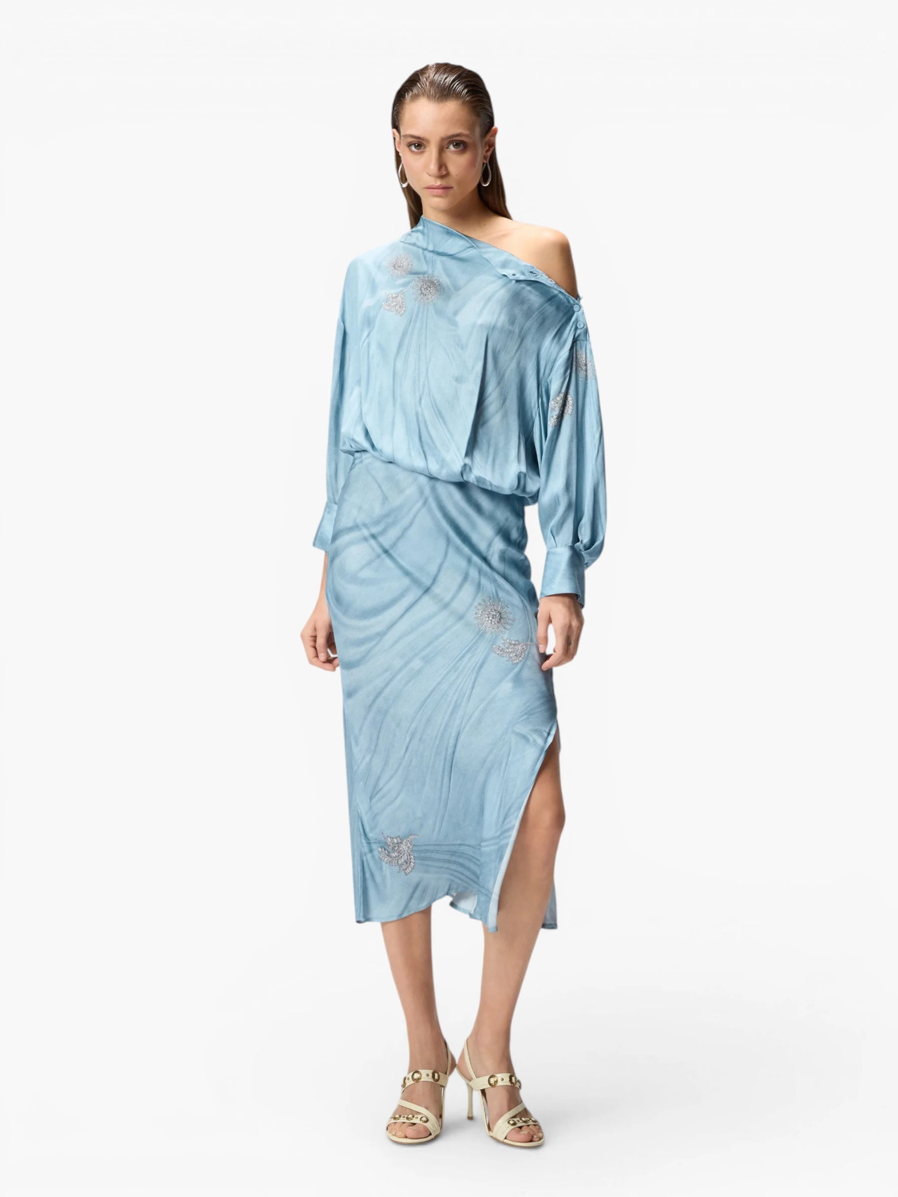 Fluid midi dress - Azure