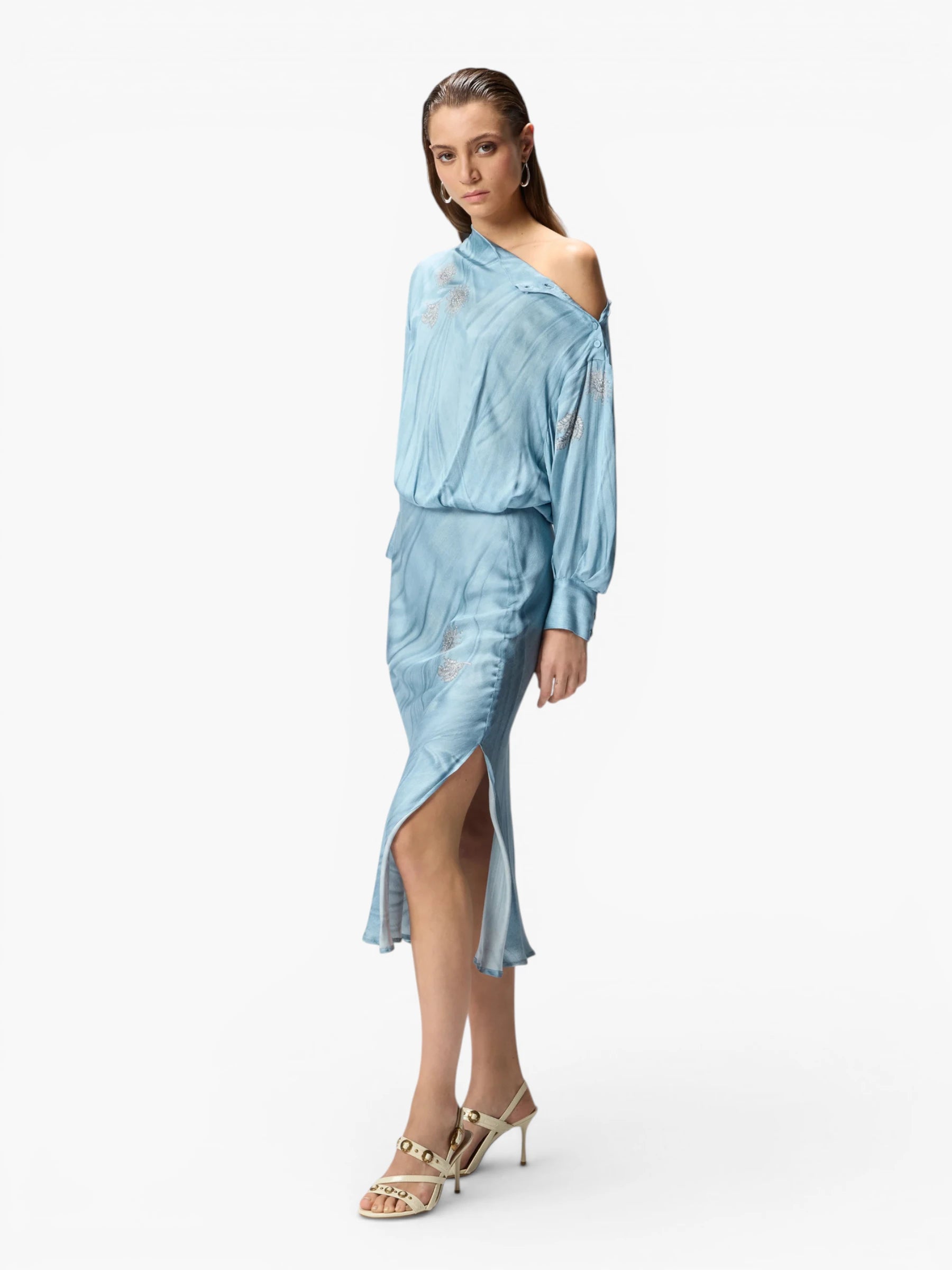 Fluid midi dress - Azure
