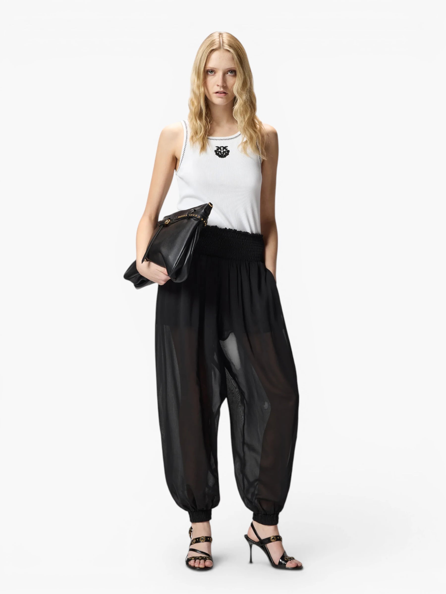Ribbed vest top - White/Black