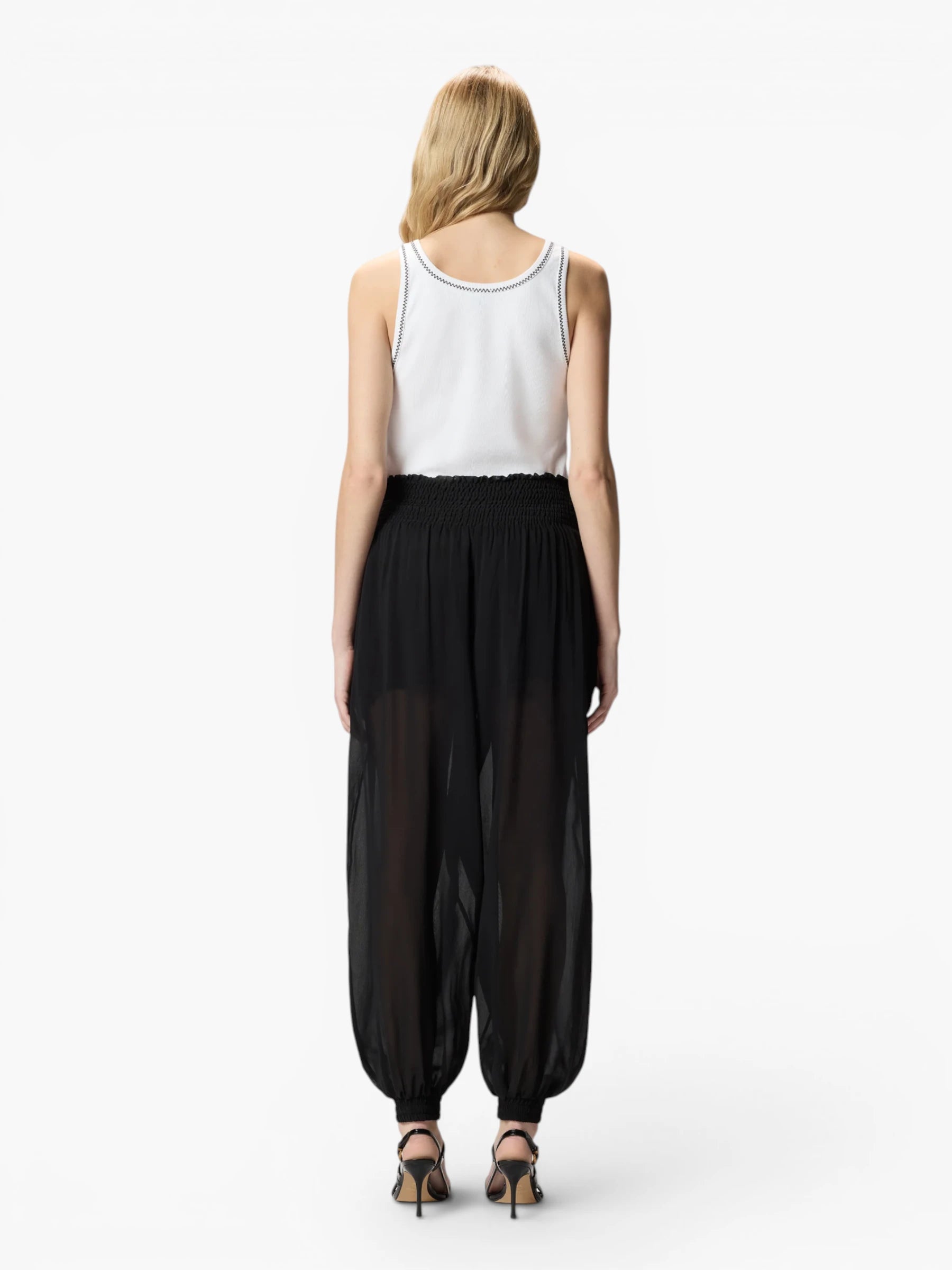 Ribbed vest top - White/Black