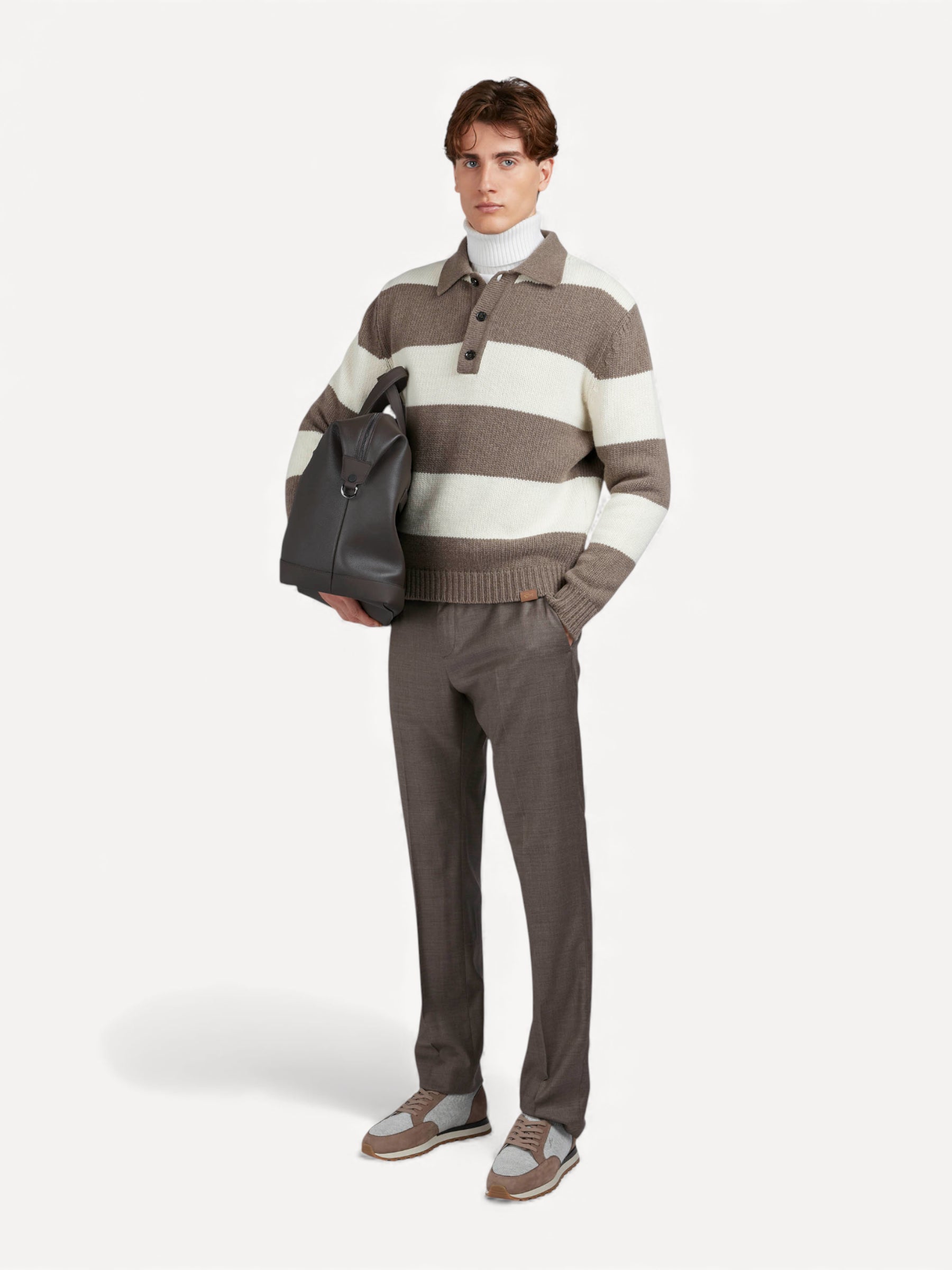 Re-Wool Polo Shirt - Bruin/Beige