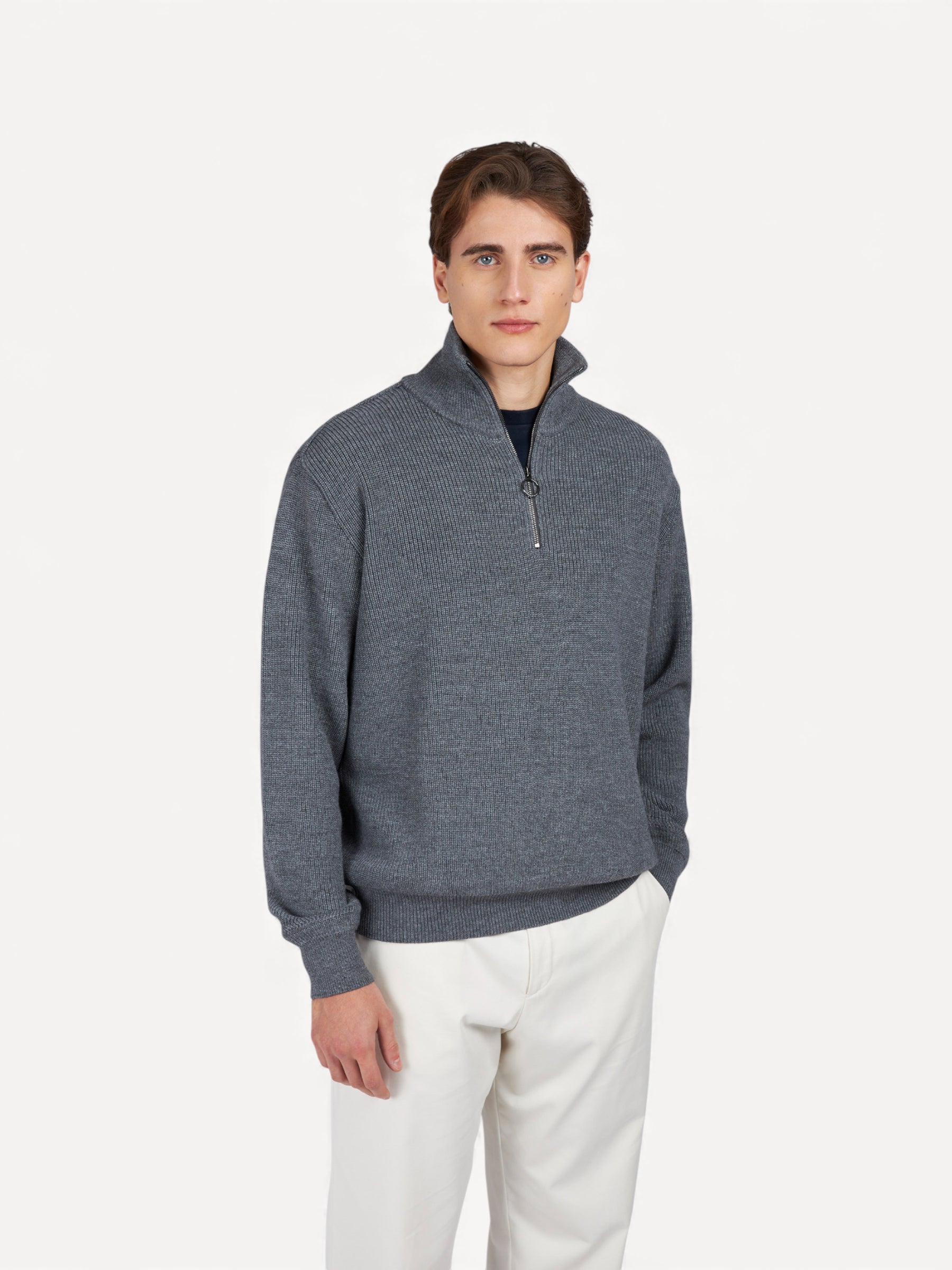 Tech Wool Half-zip - Donkergrijs
