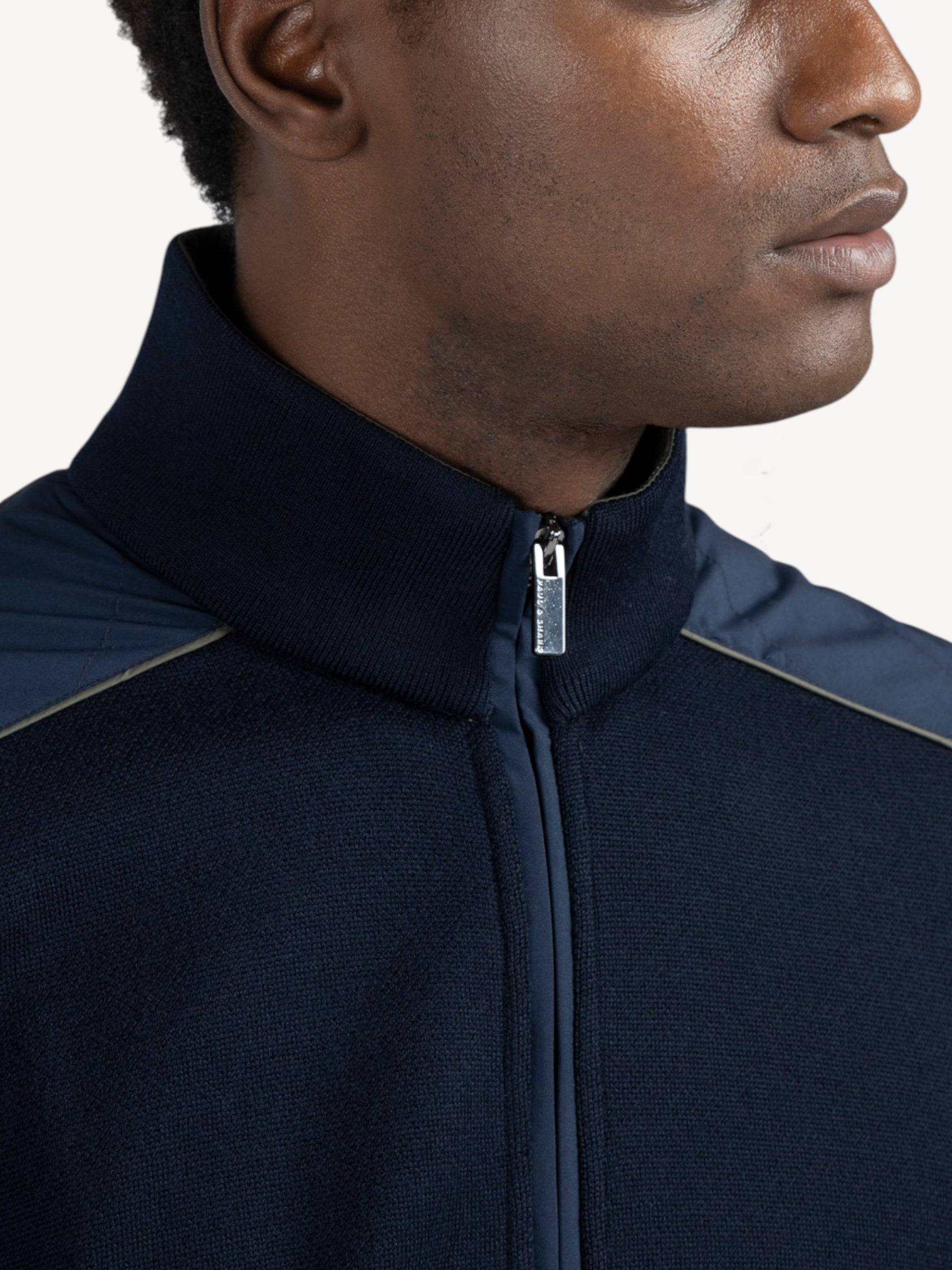 Soft Cool Touch Zip-Up Sweater - Donkerblauw