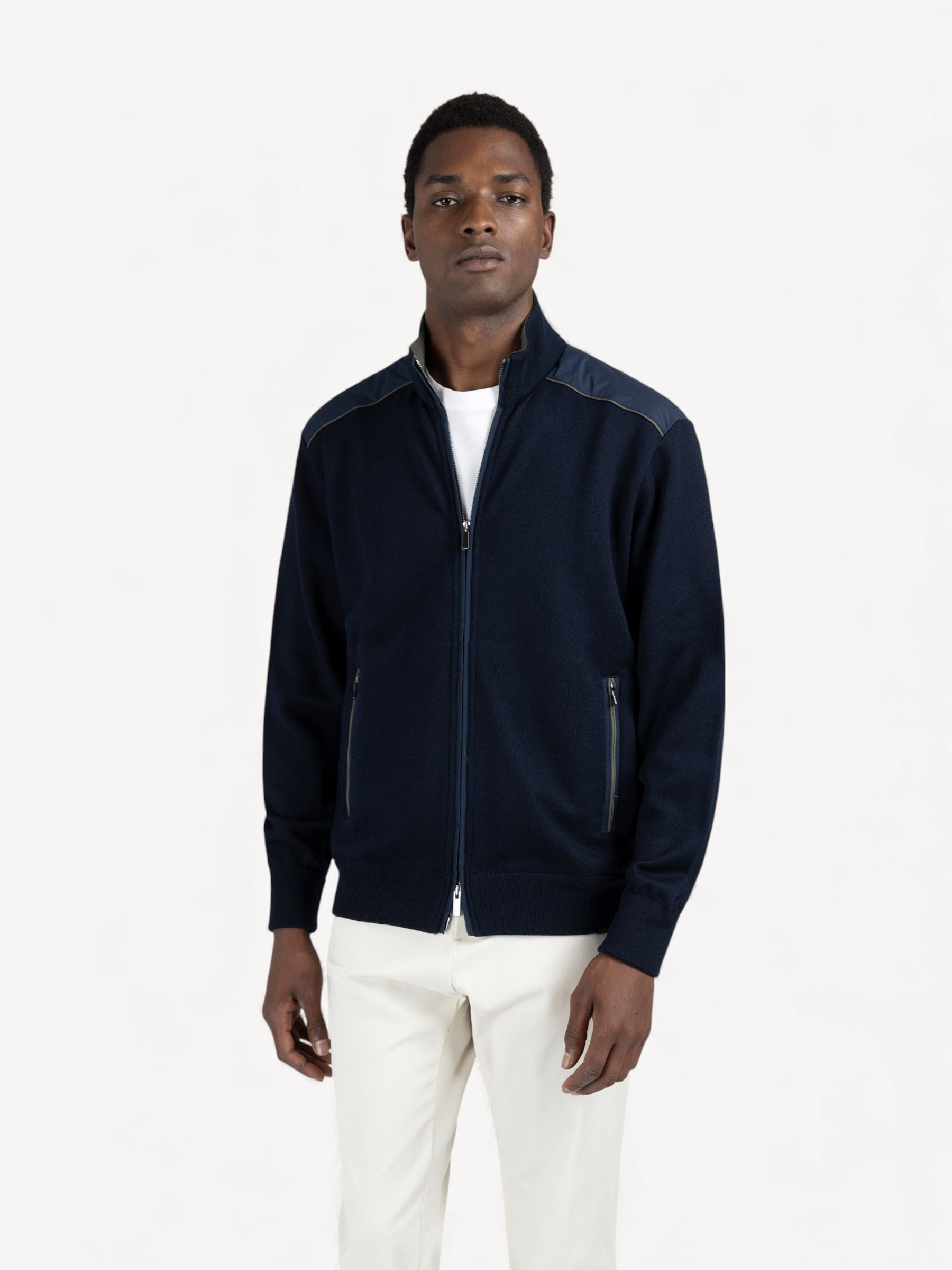 Soft Cool Touch Zip-Up Sweater - Donkerblauw