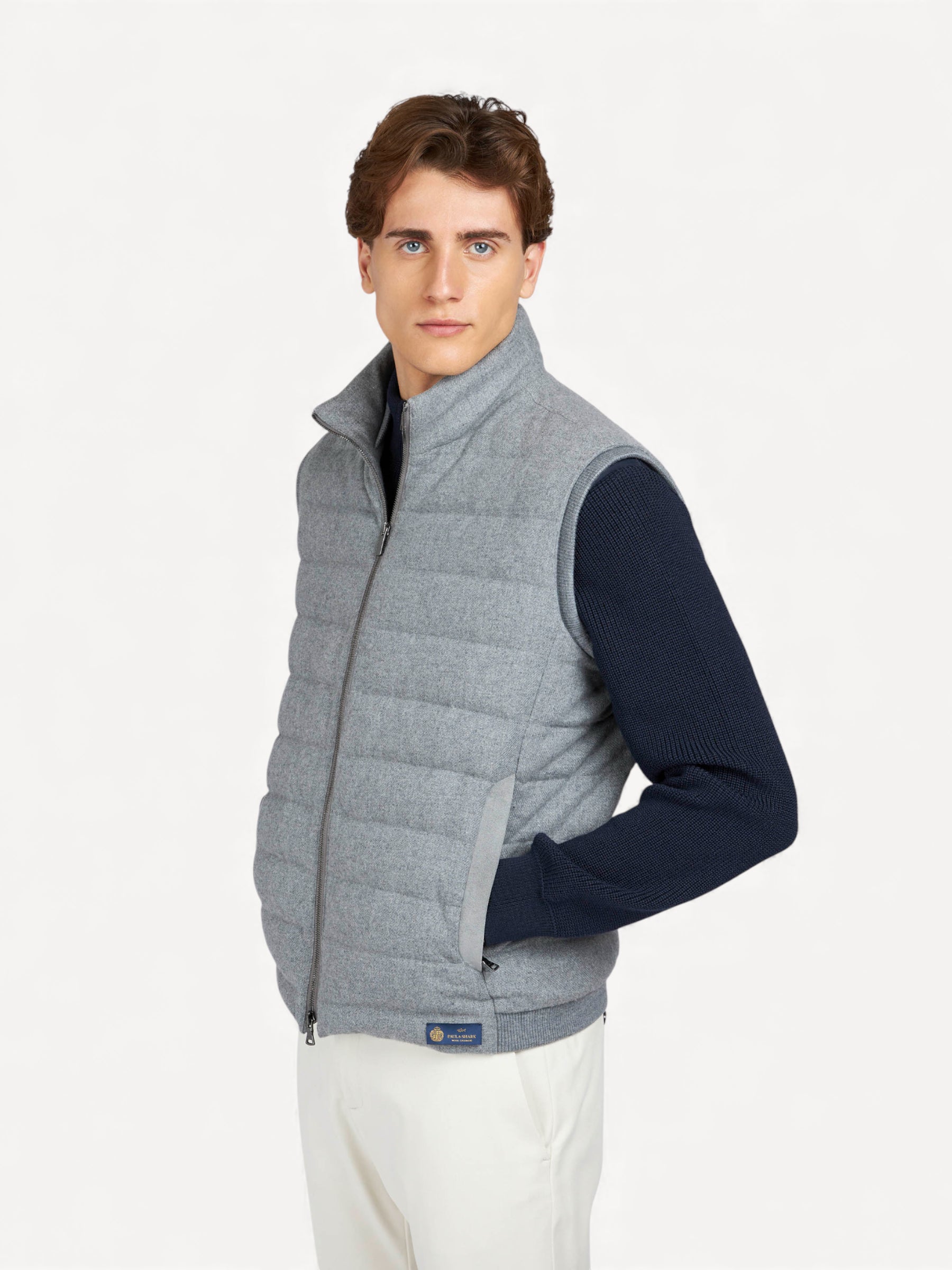 Padded Wool/Cashmere Bodywarmer - Lichtgrijs