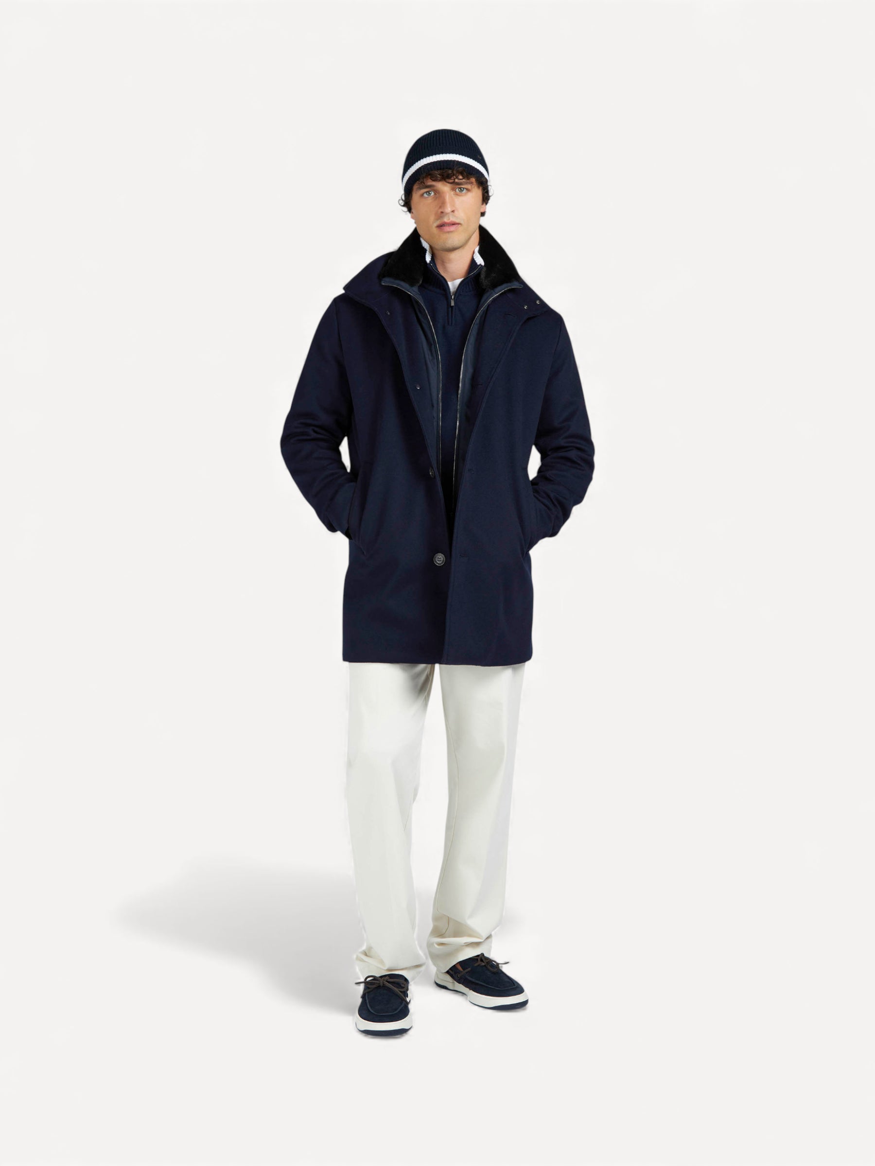 Cashmere Car Coat - Donkerblauw