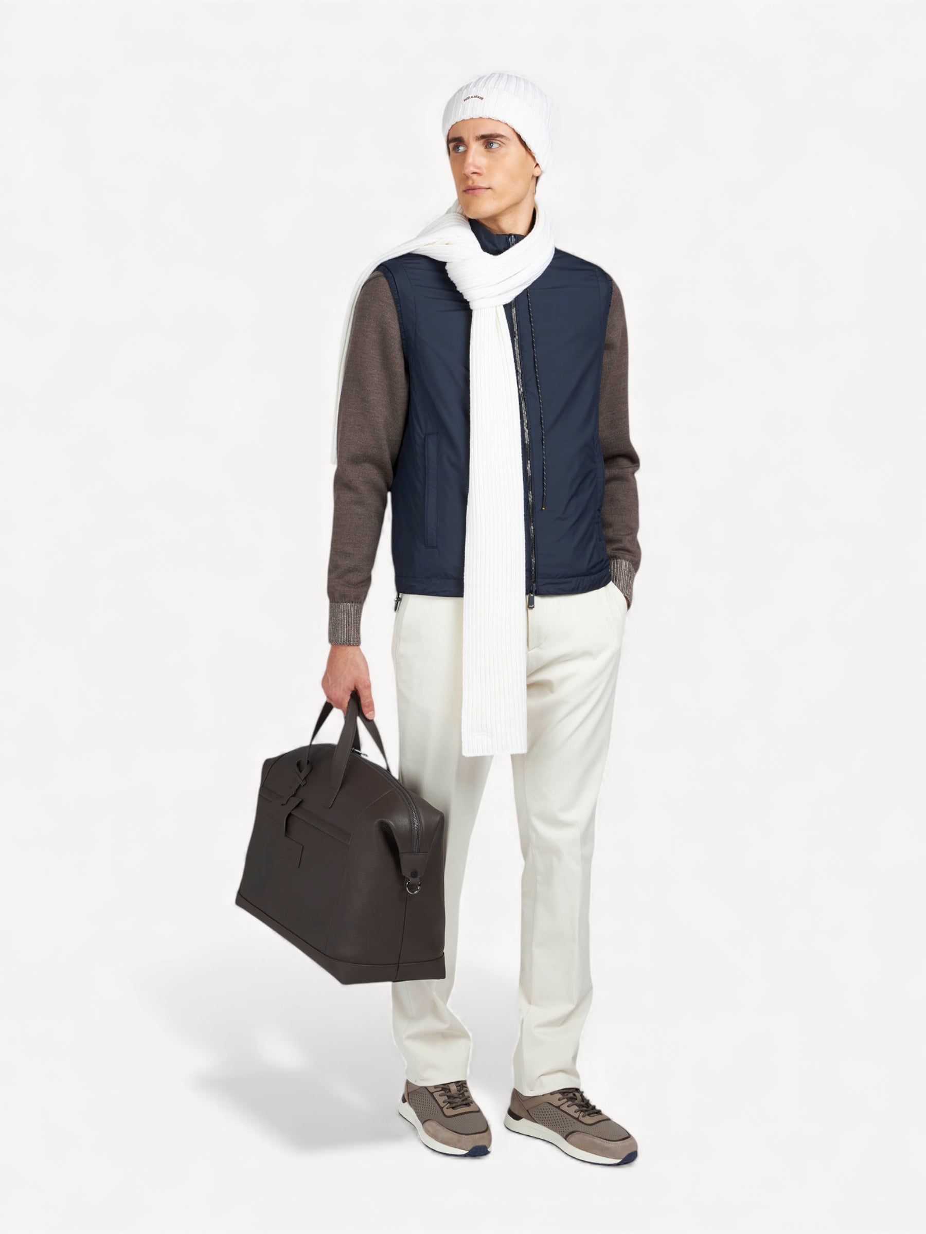 Tumbled Leather Holdall Bag - Donkerbruin