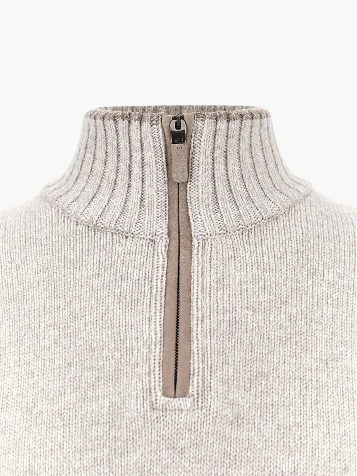 Paul & Shark Cashmere Half-Zip Sweater - Lichtgrijs