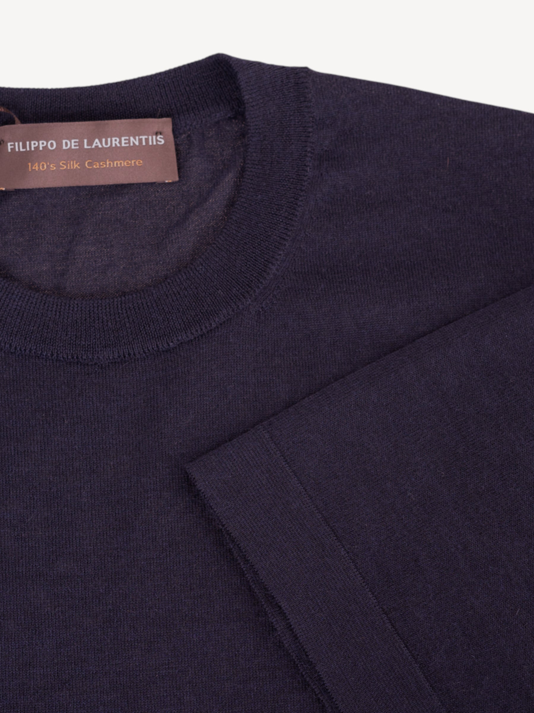 140's Silk Cashmere T-Shirt - Navy