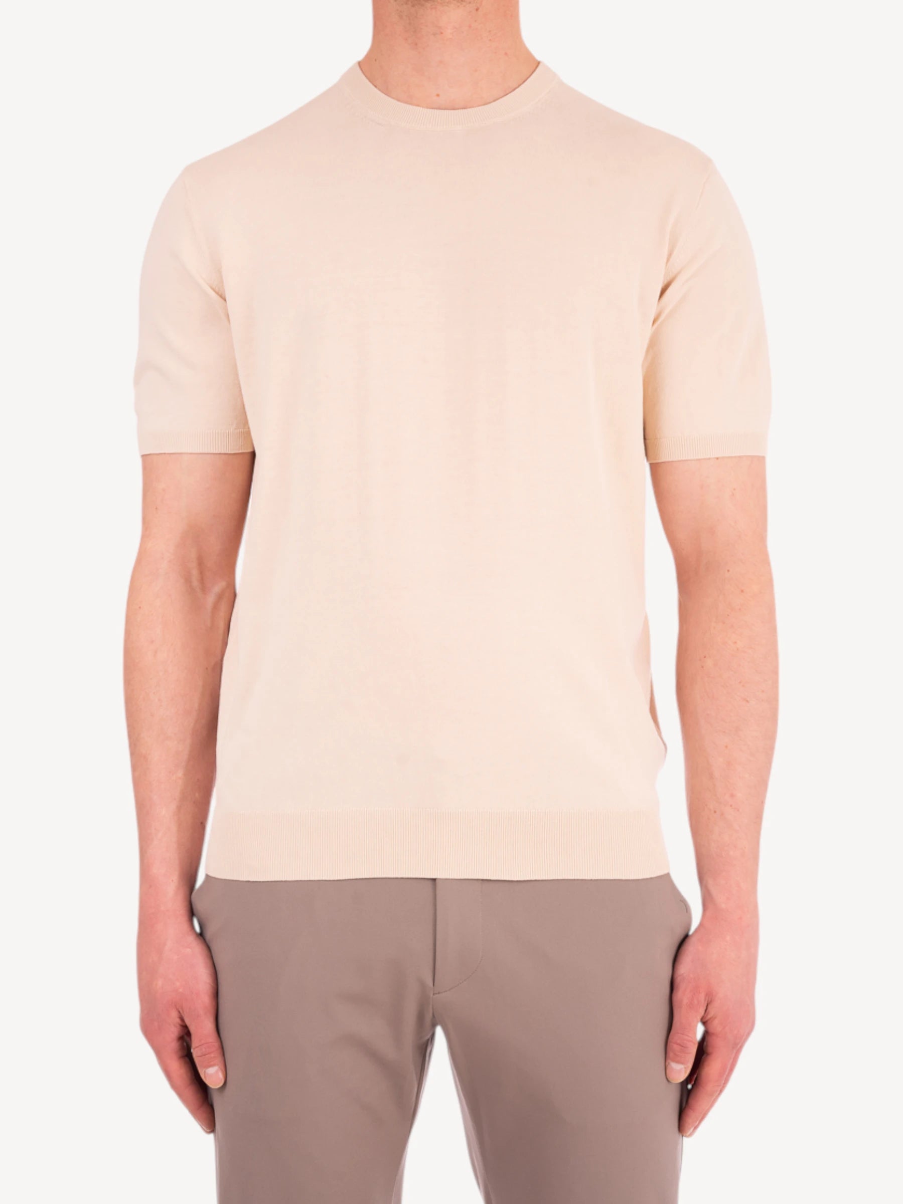 T-Shirt Crepe Katoen - Beige