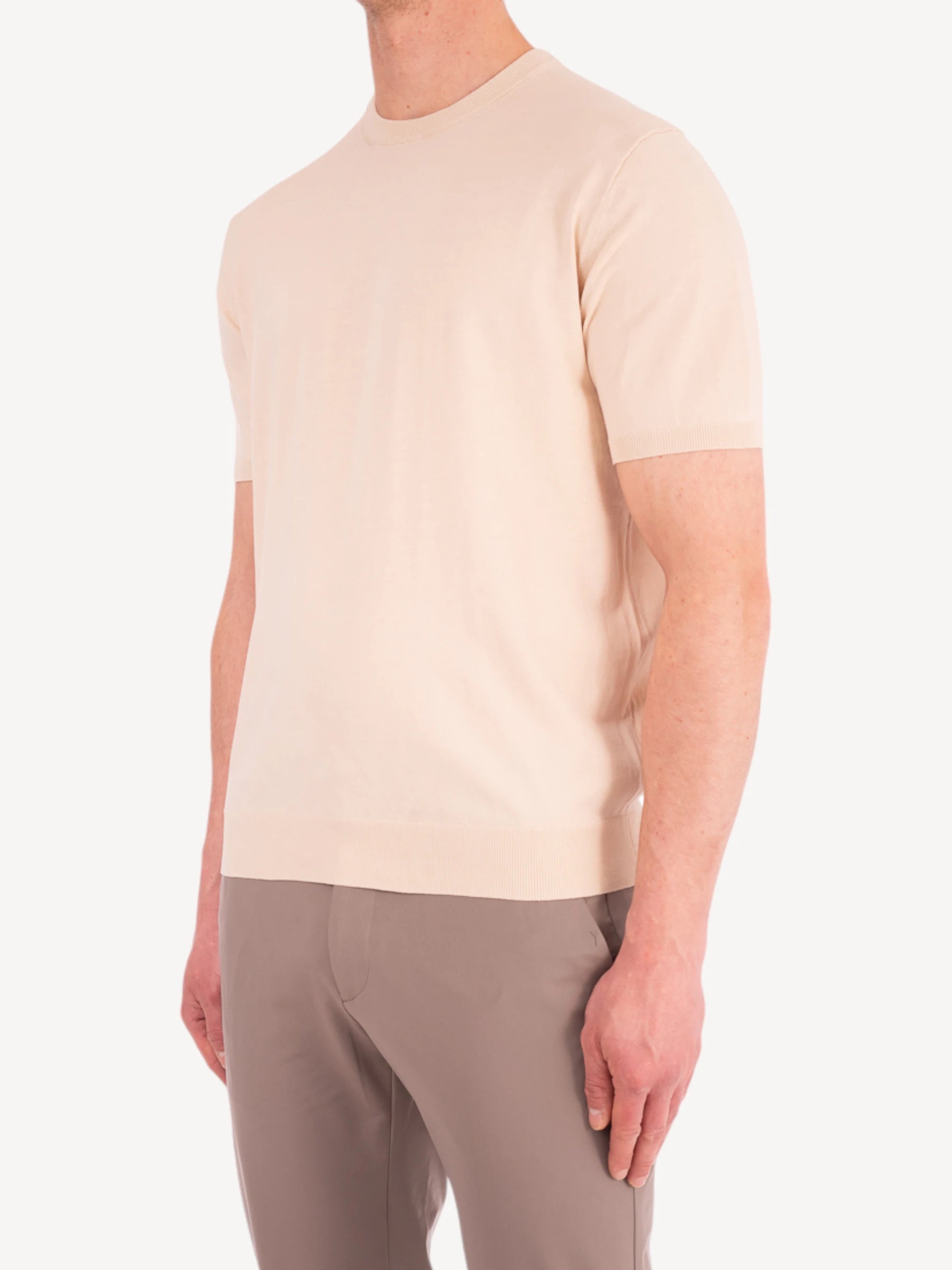 T-Shirt Crepe Katoen - Beige