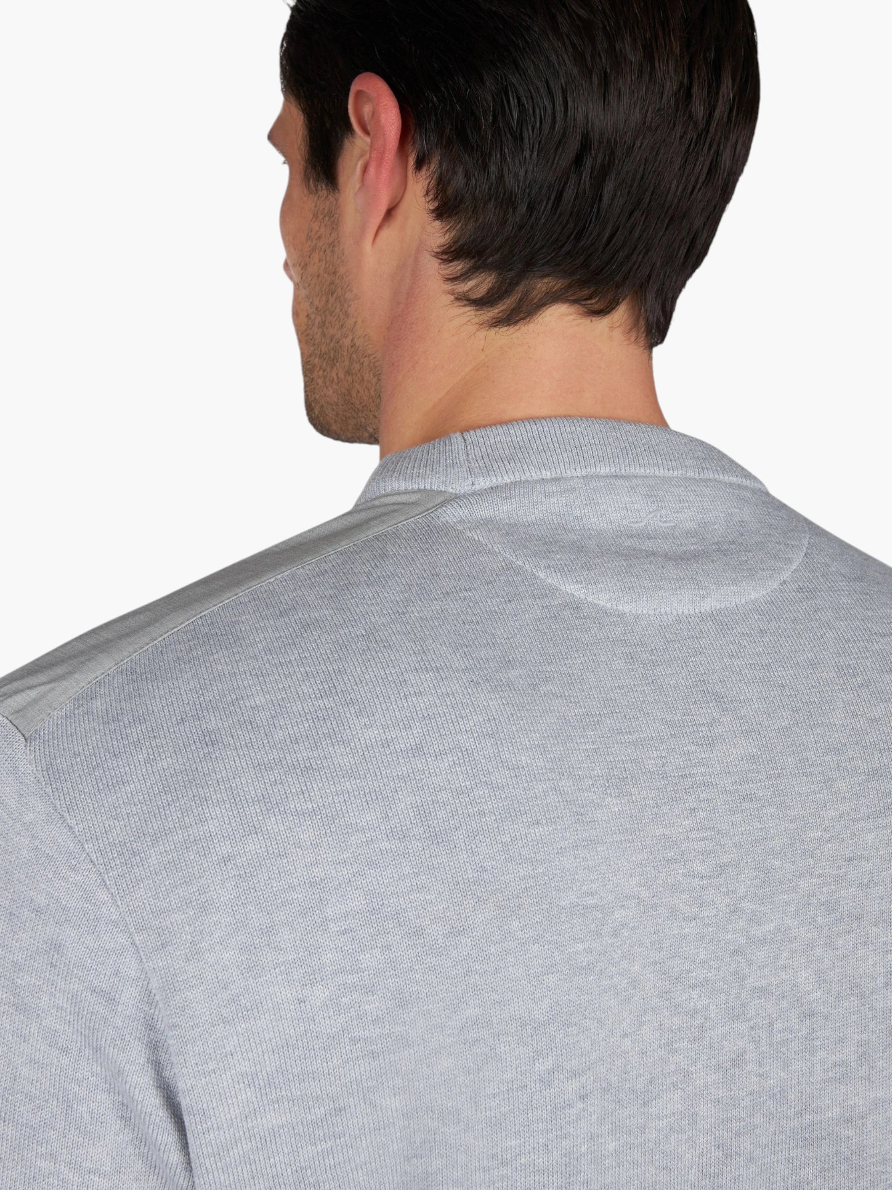 Silk-Cotton Crewneck trui - Light Grey