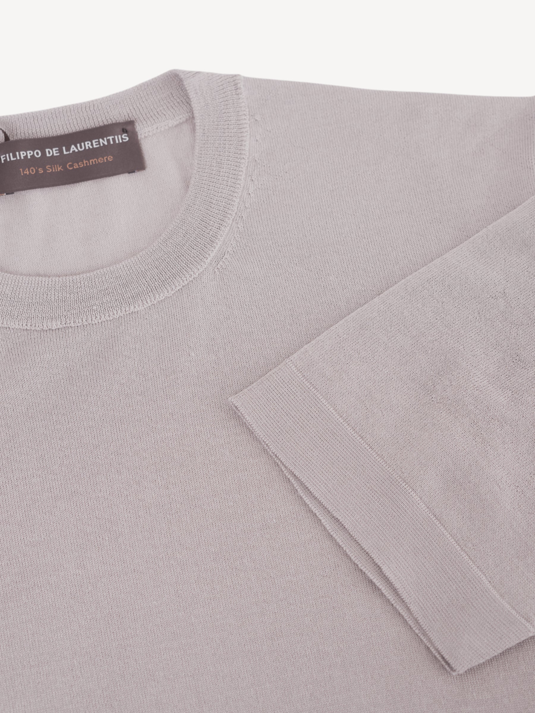 140's Silk Cashmere T-Shirt - Licht Taupe