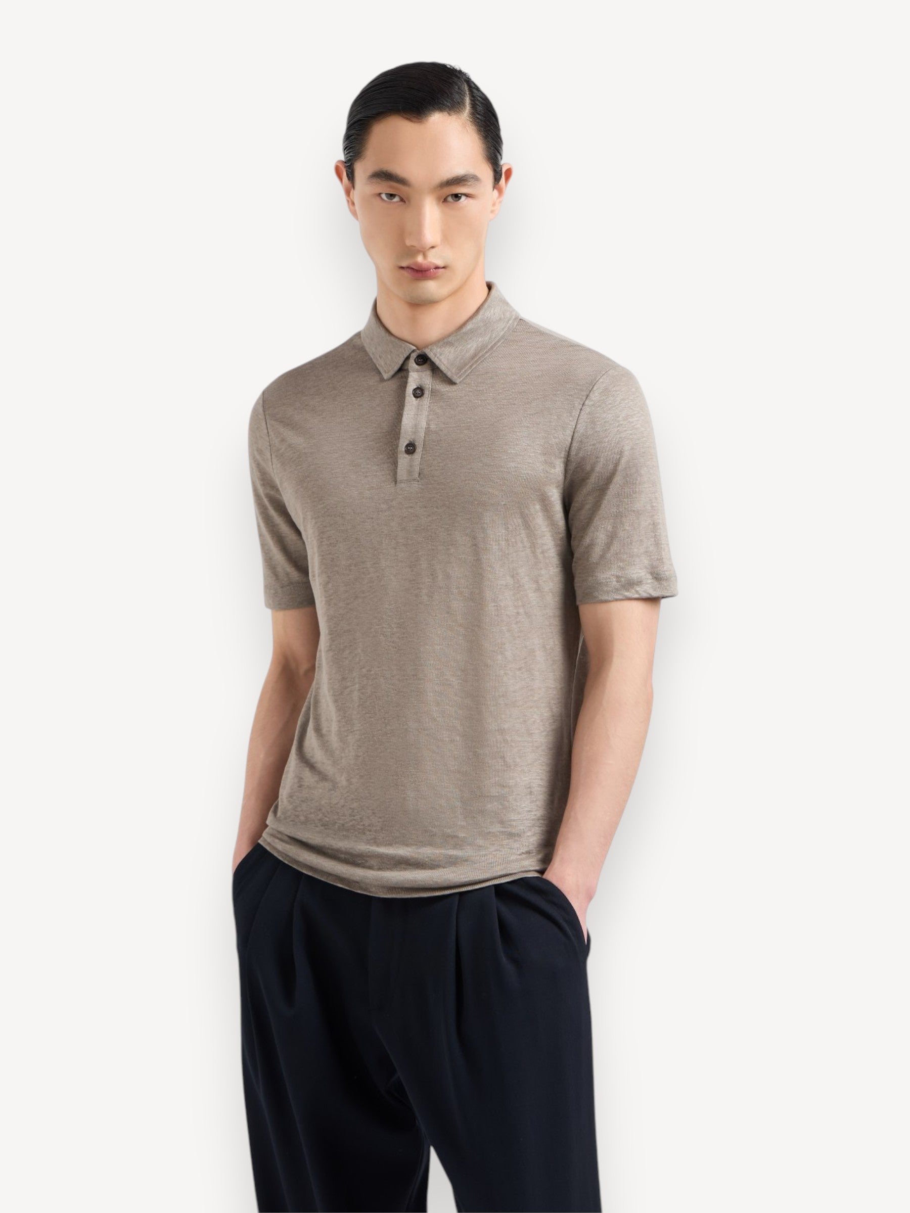 Linen Polo Shirt - Beige