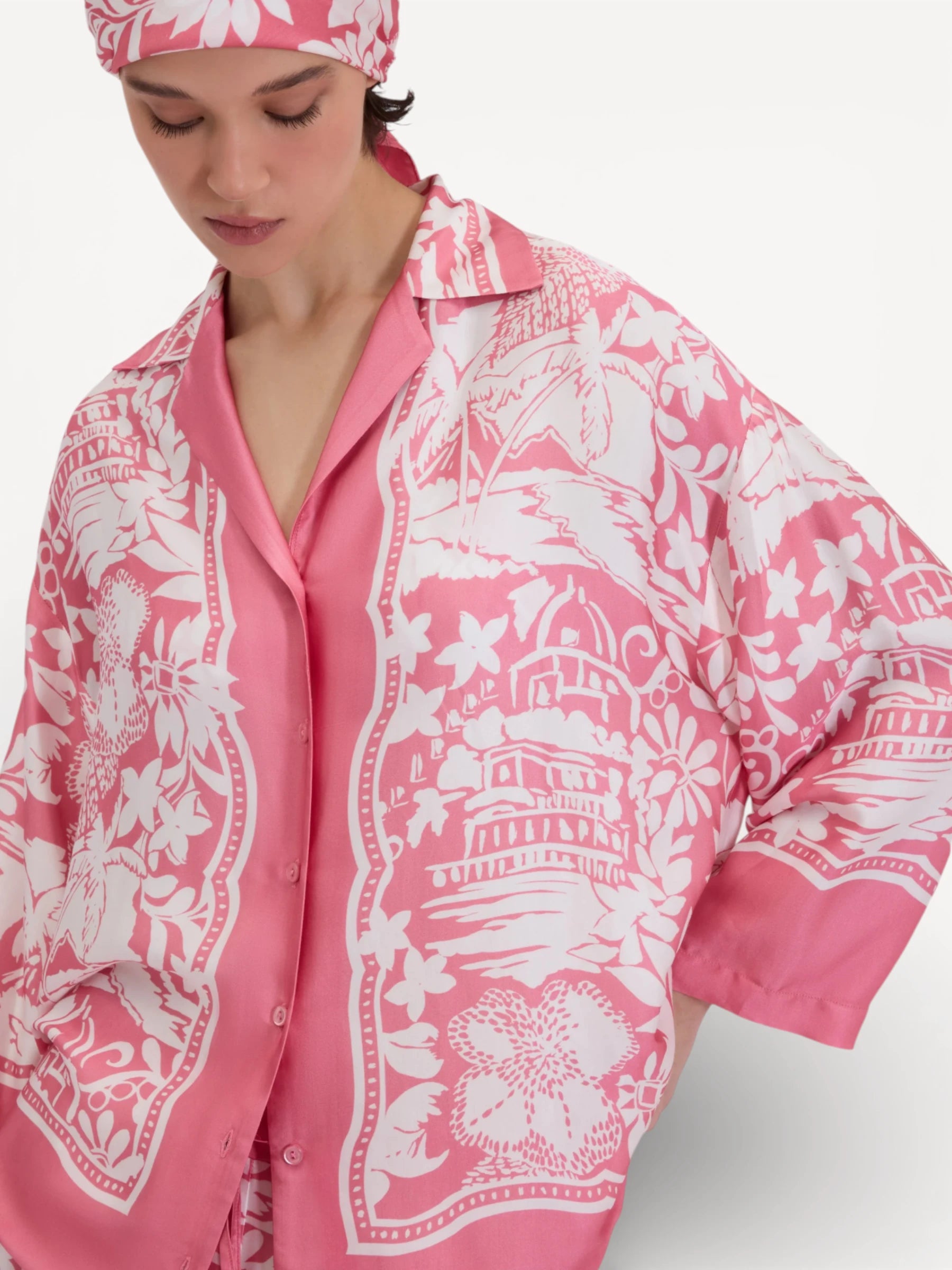 Tropical Print Shirt - Bubble Pink