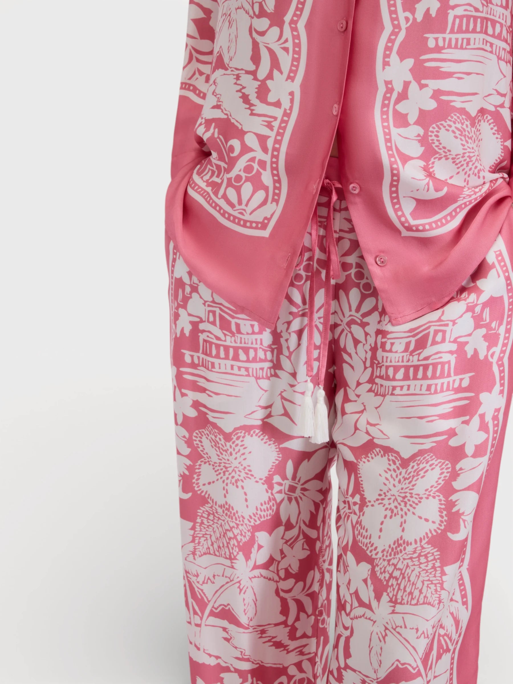 Tropical Print Pants - Bubble Pink
