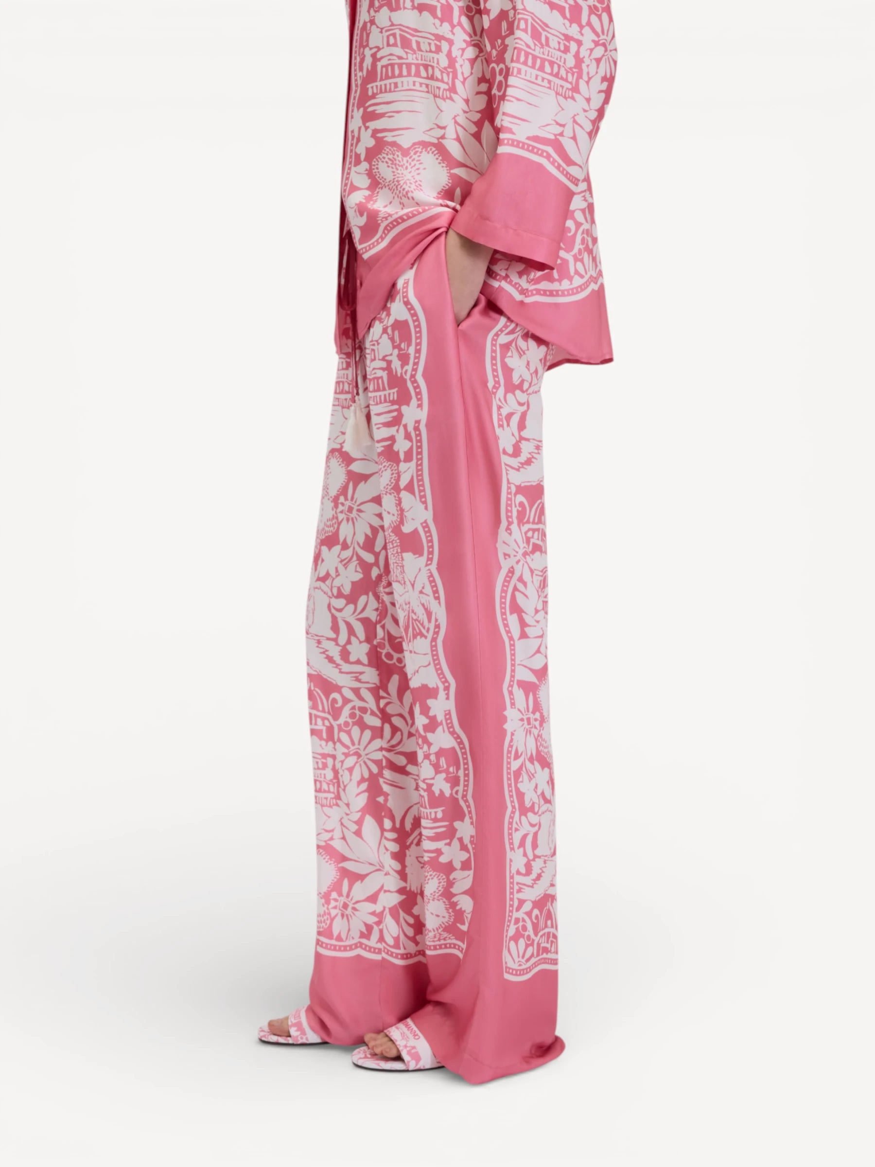 Tropical Print Pants - Bubble Pink