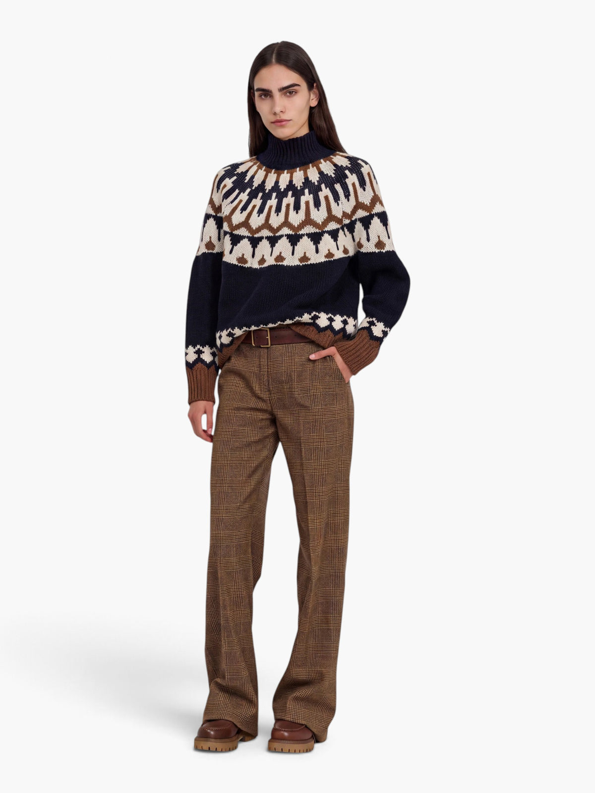 Turtleneck sweater D49E M052 E59 - Donkerblauw