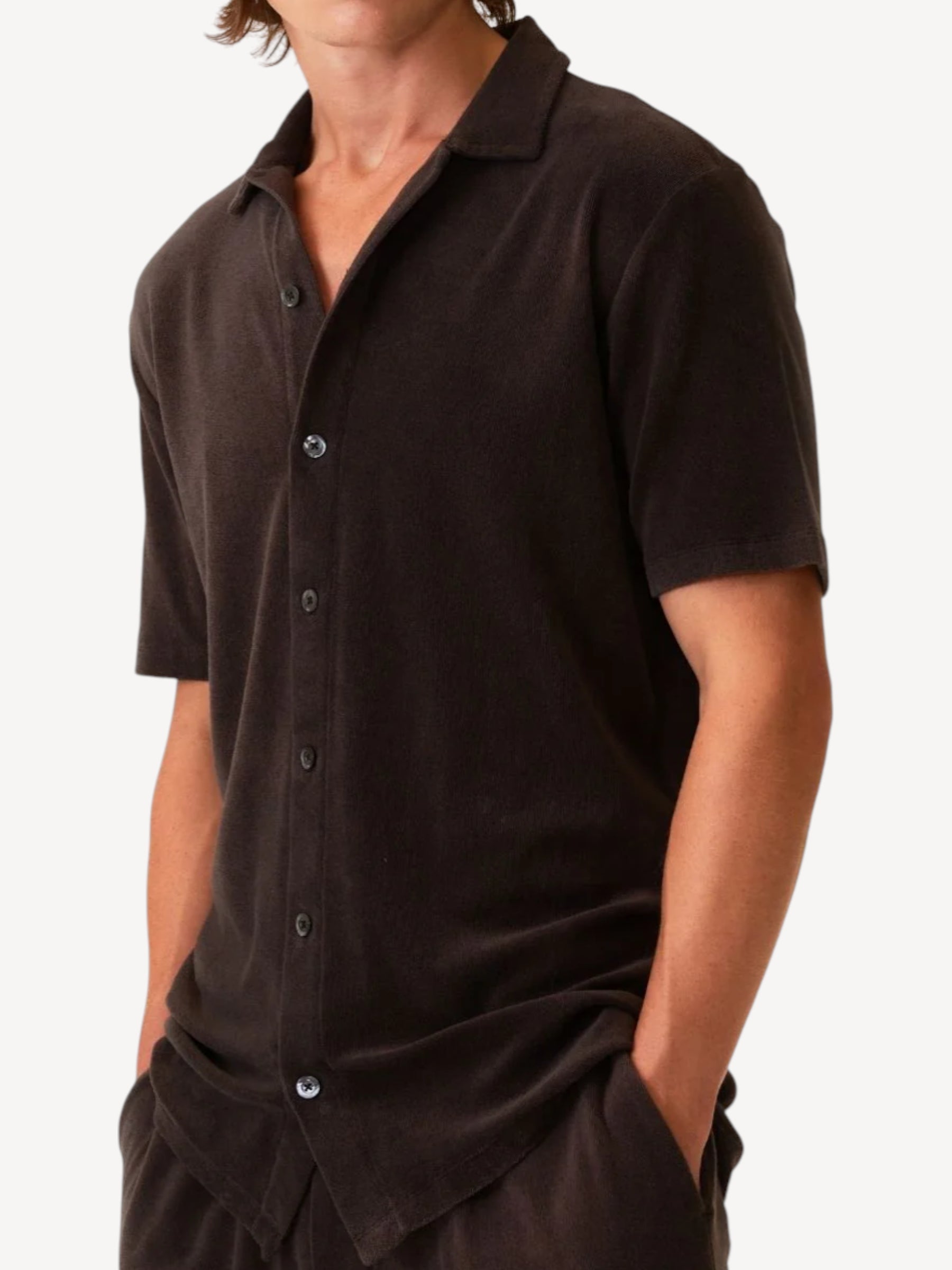 Ryans Towelling Shirt - Dark Brown
