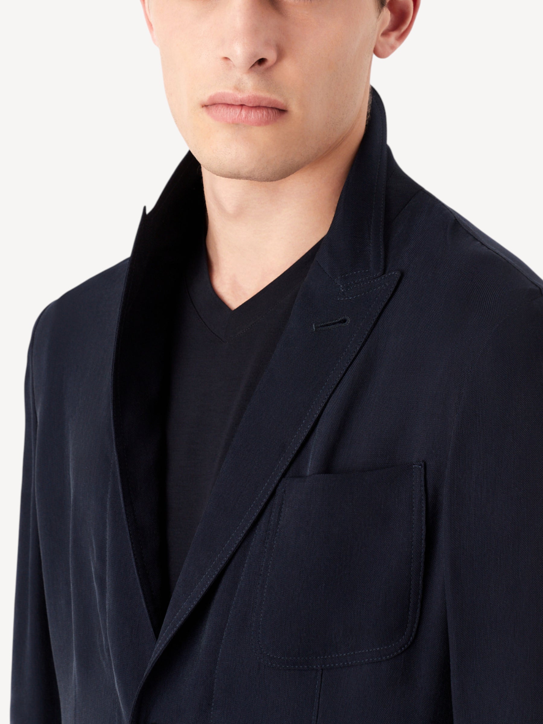 Single Breasted Cupro Jacket- Donkerblauw