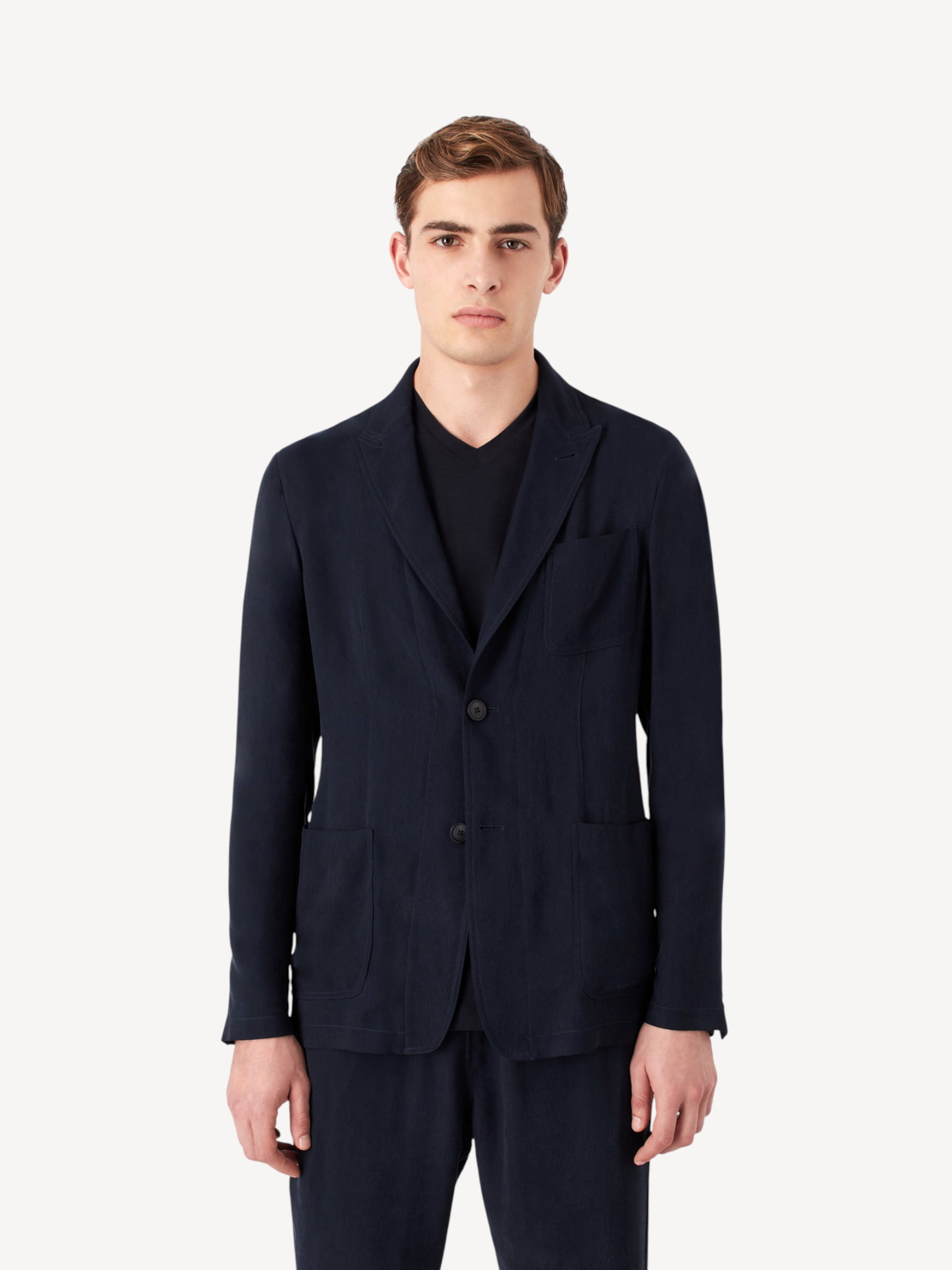 Single Breasted Cupro Jacket- Donkerblauw