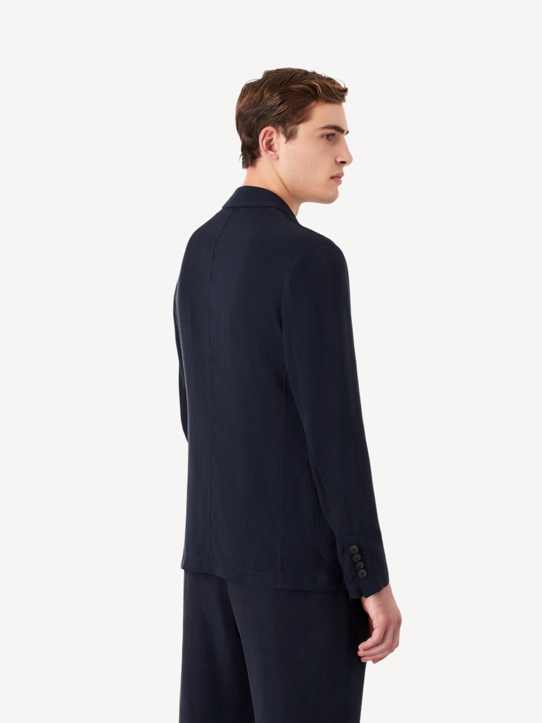 Single Breasted Cupro Jacket- Donkerblauw