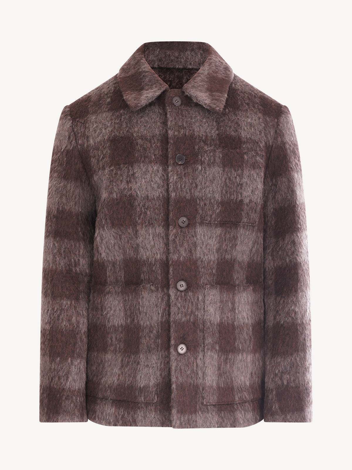 Amaranto Flanellen Geruit Overshirt - Geruit Taupe