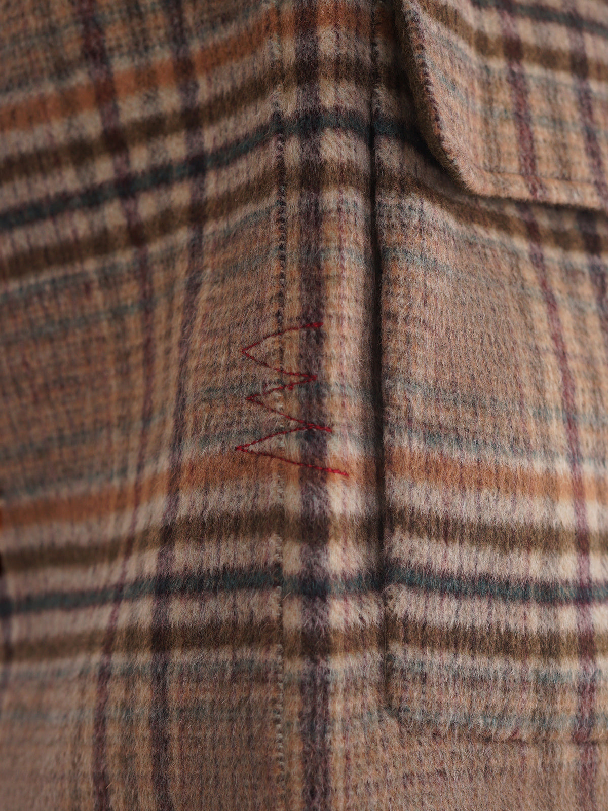 Amaránto Geruit Bomber jack in Wol en Cashmere - Beige groen geruit