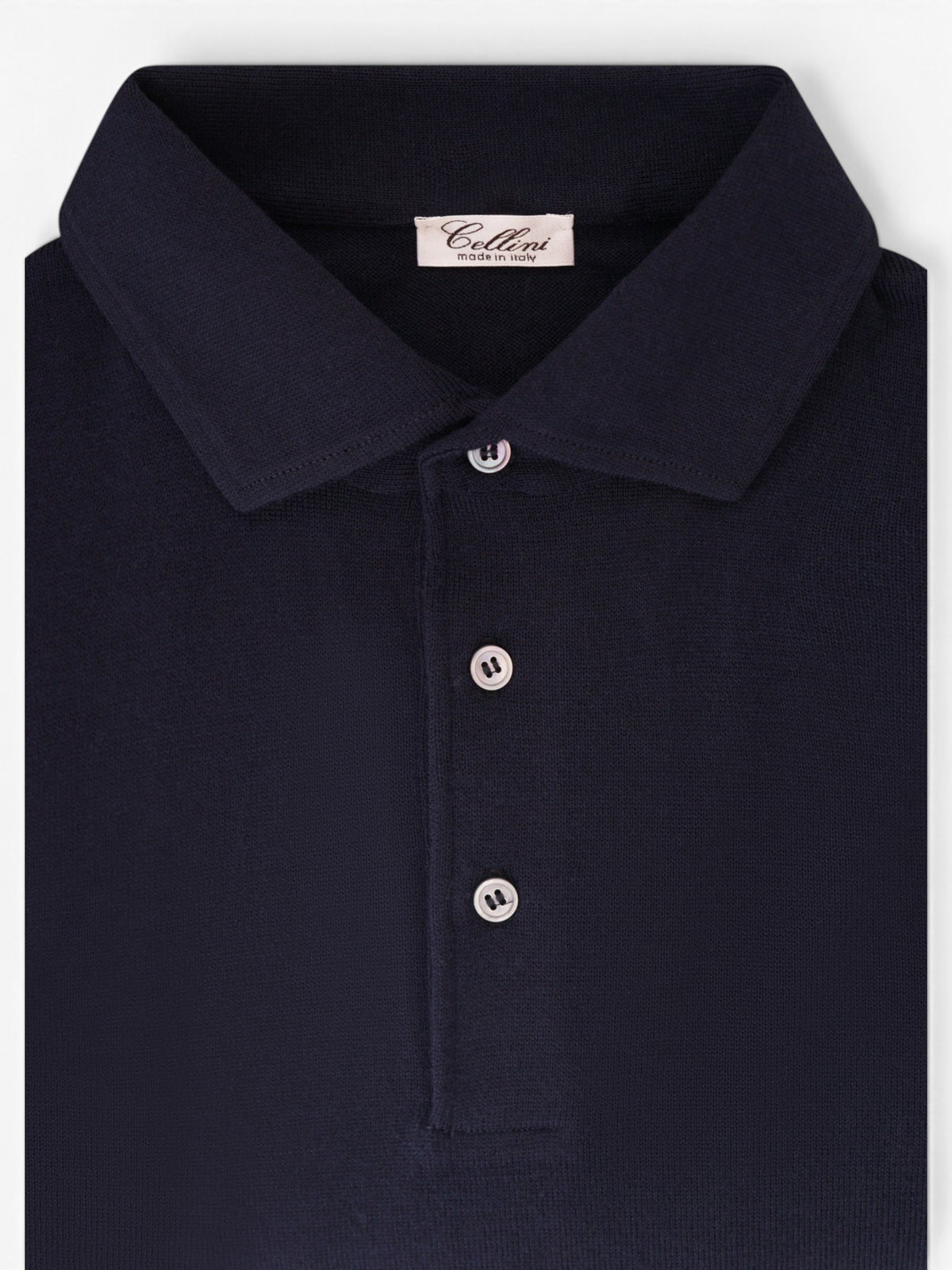 Cellini Knitted Polo long sleeve - Donkerblauw