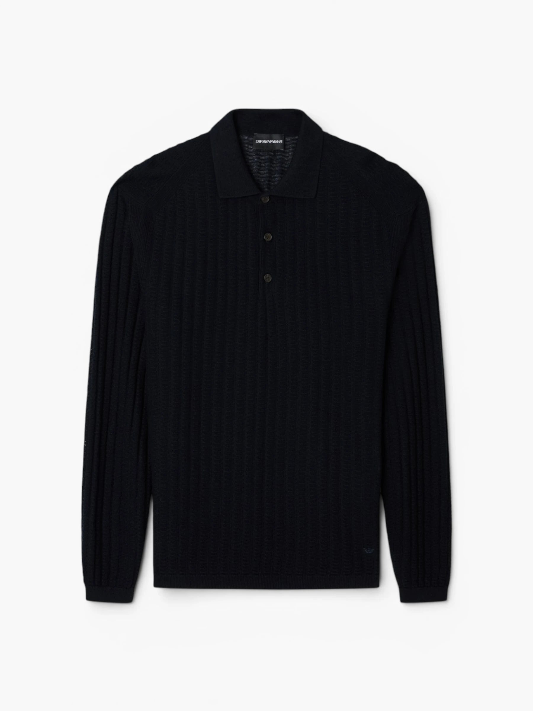 Wool and Lyocell-blend polo collar jumper - Blue Navy