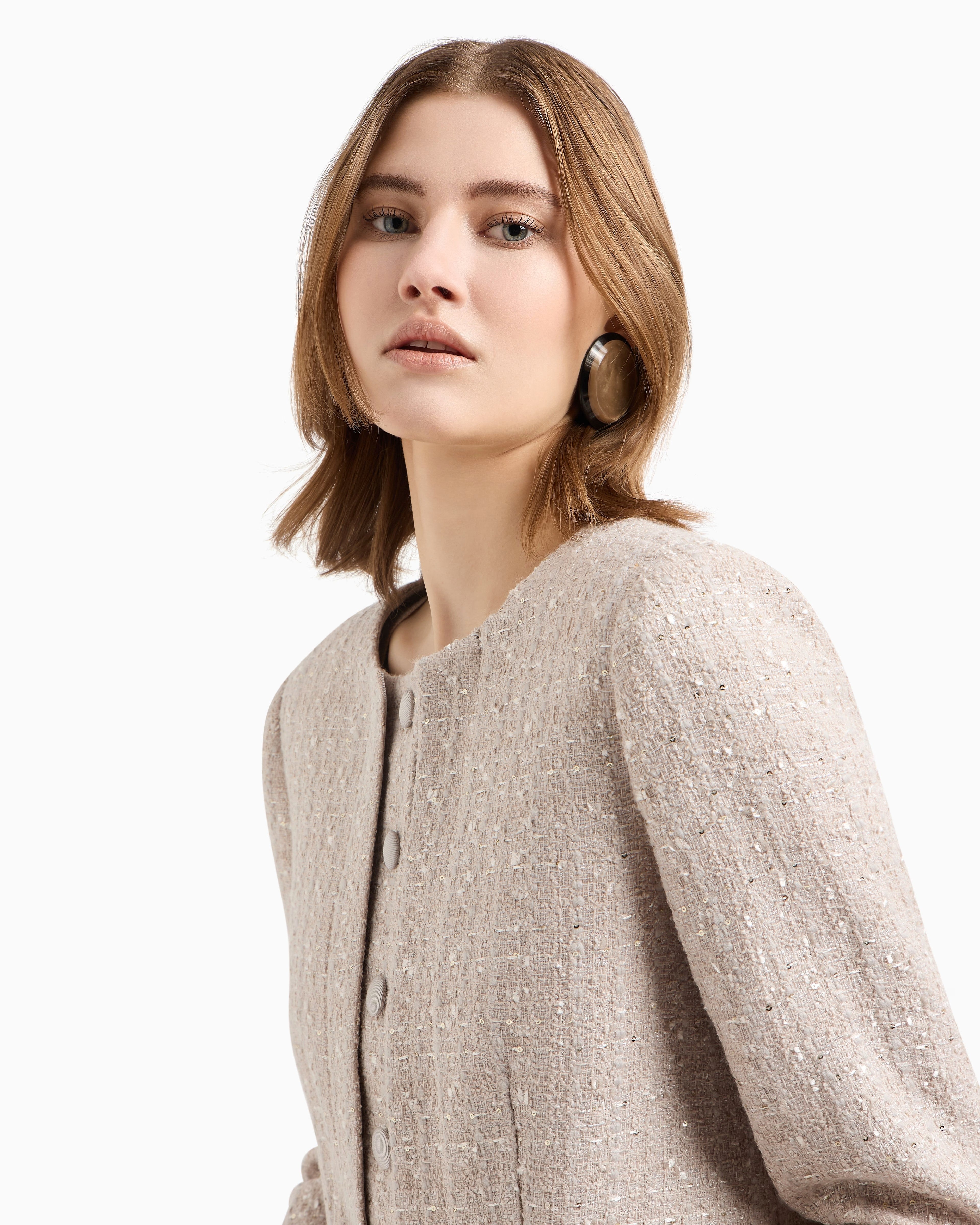 Lurex Tweed Jacket - Sand