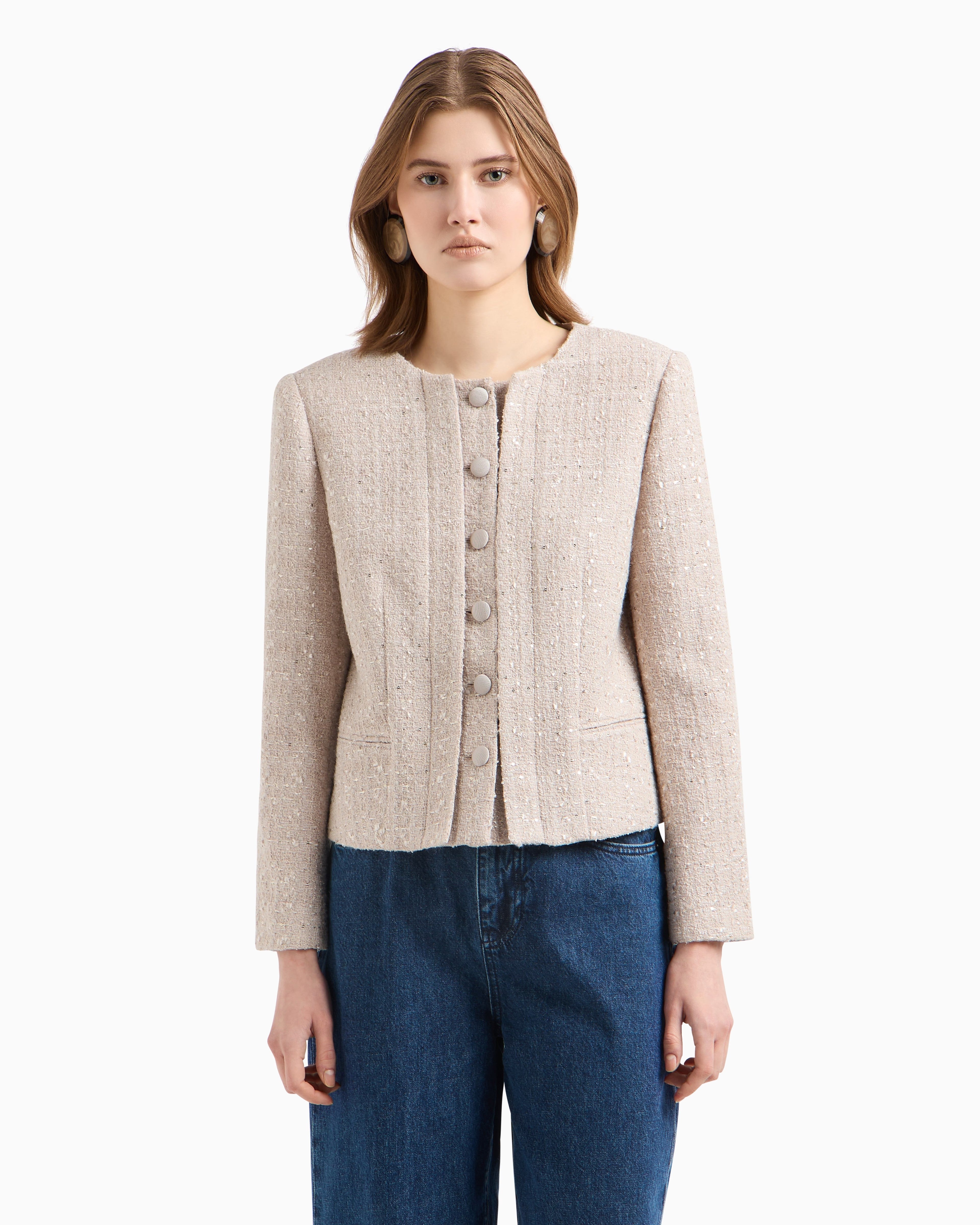 Lurex Tweed Jacket - Sand