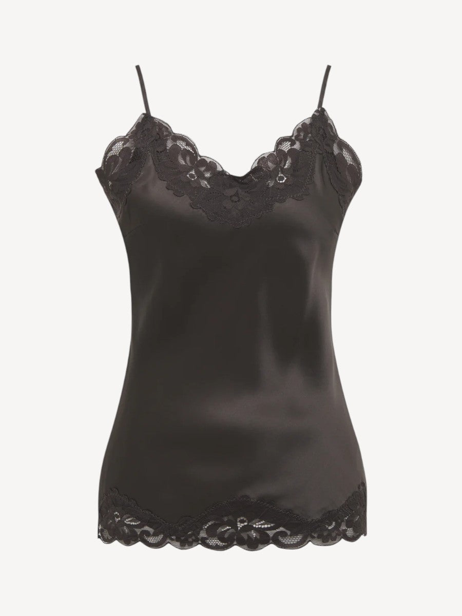 Laced Silk Top - Dark Grey