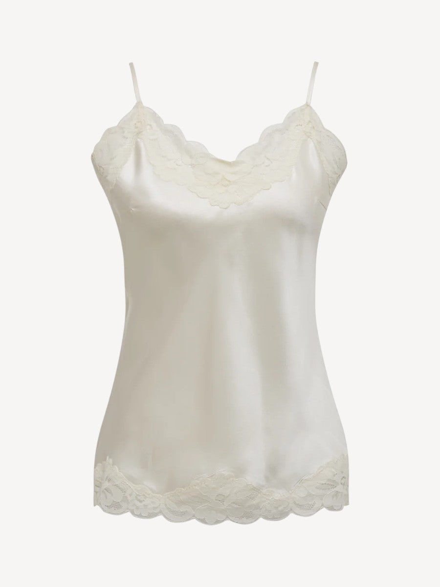 Laced Silk Top - Dove