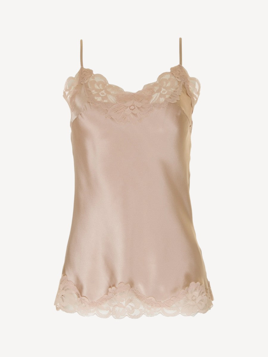 Laced Silk Top - Nude Cristal