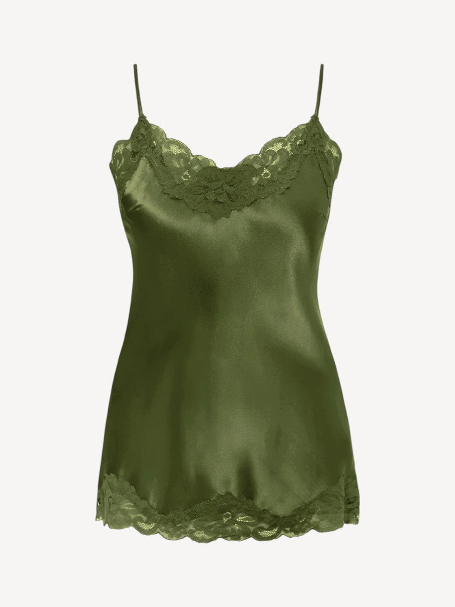 Laced Zijde Top - Sage Green
