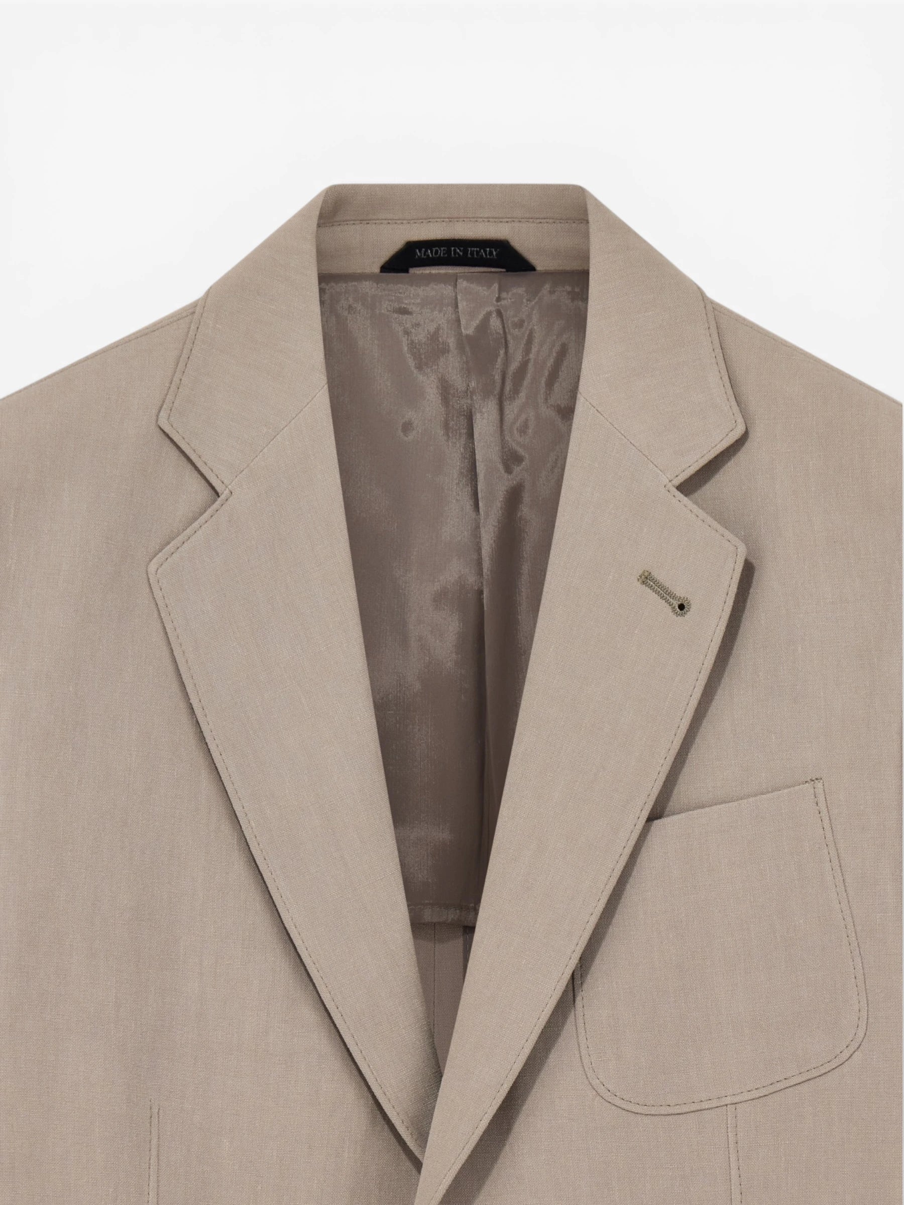Upton Line Single-Breasted Jacket - Greige
