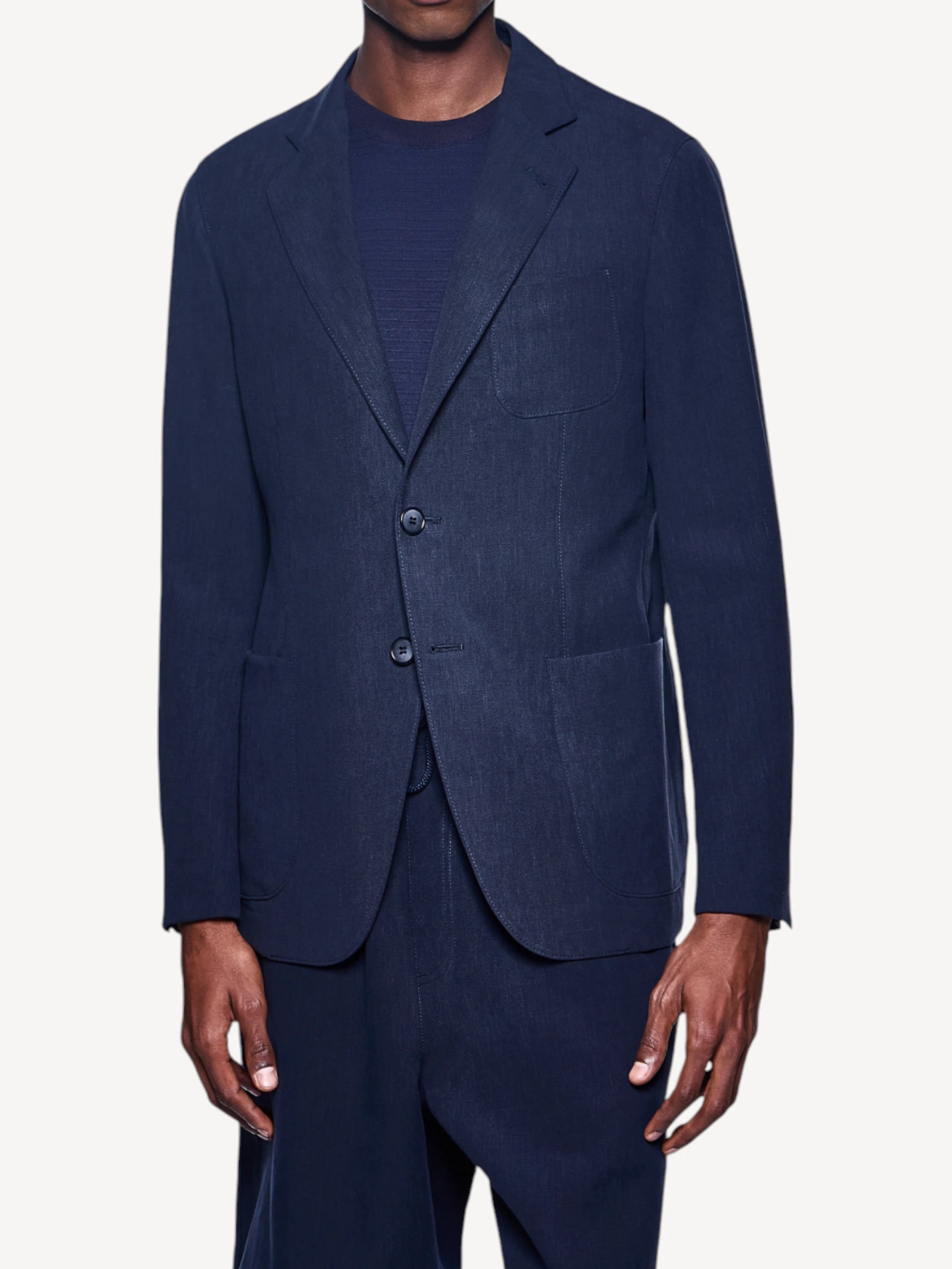 Linen Canvas Blazer - Night Blue